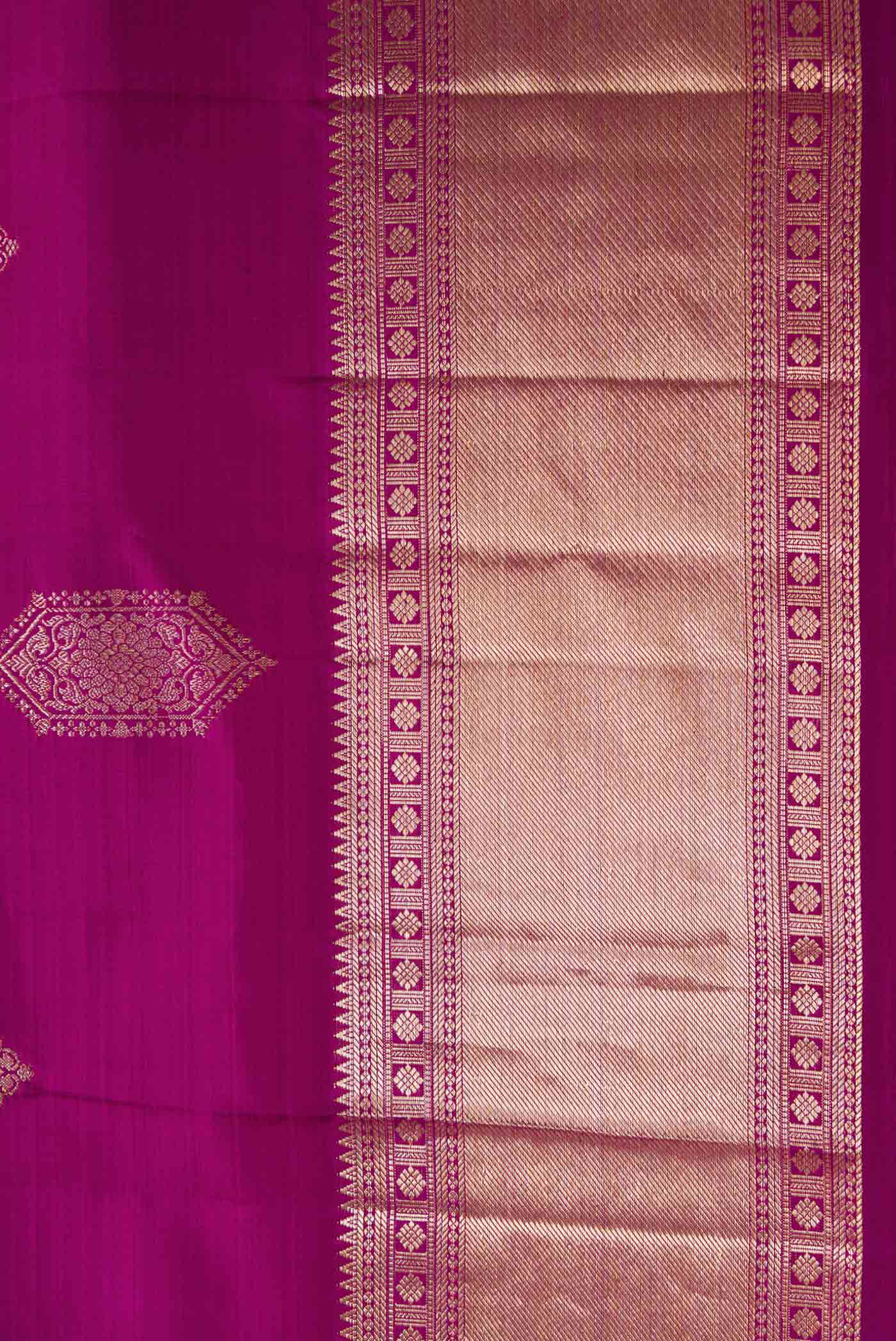 Magenta Dual Tone Kanjivaram Silk Saree - Image 3