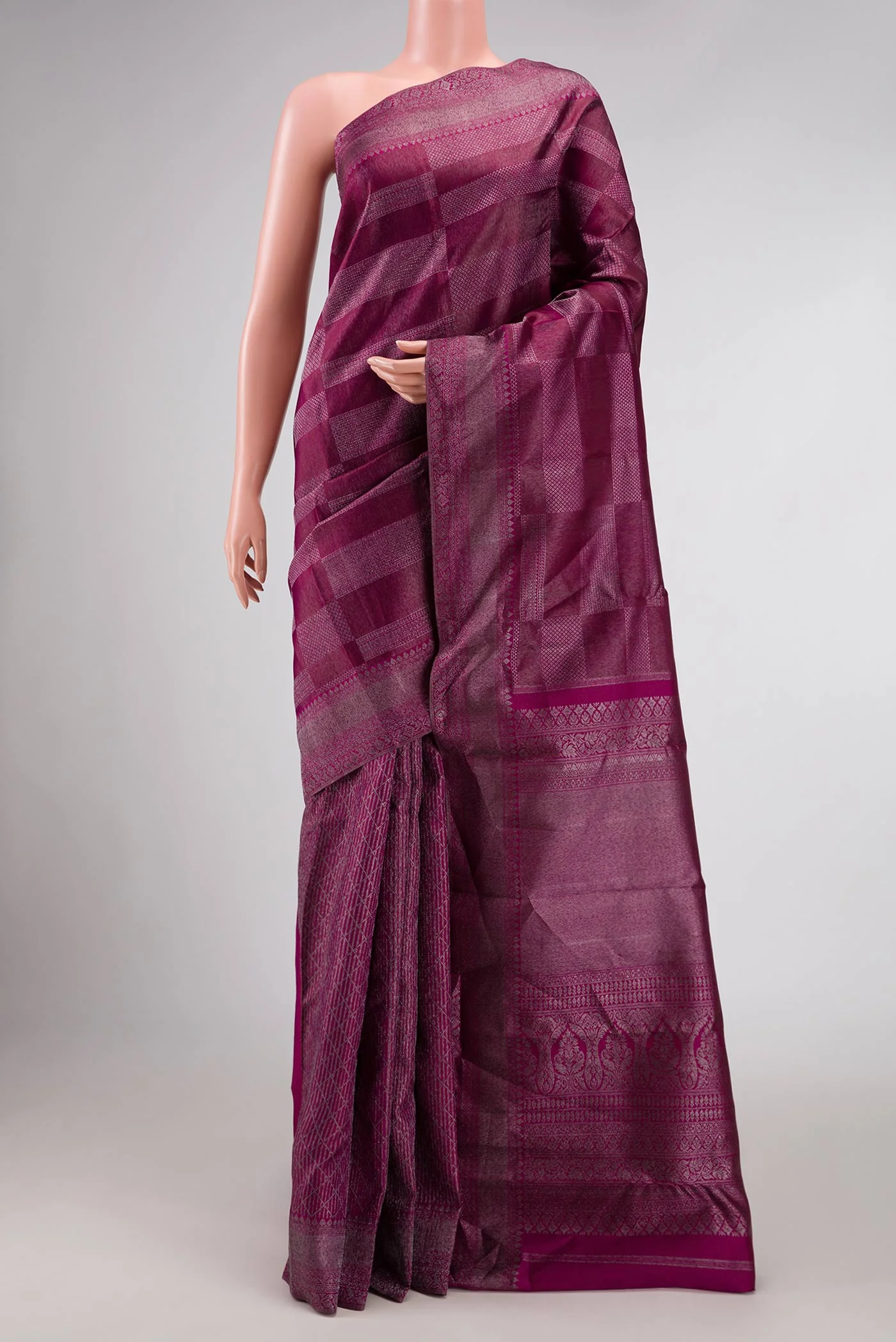 Magenta Dual Tone Kanjivaram Silk Saree