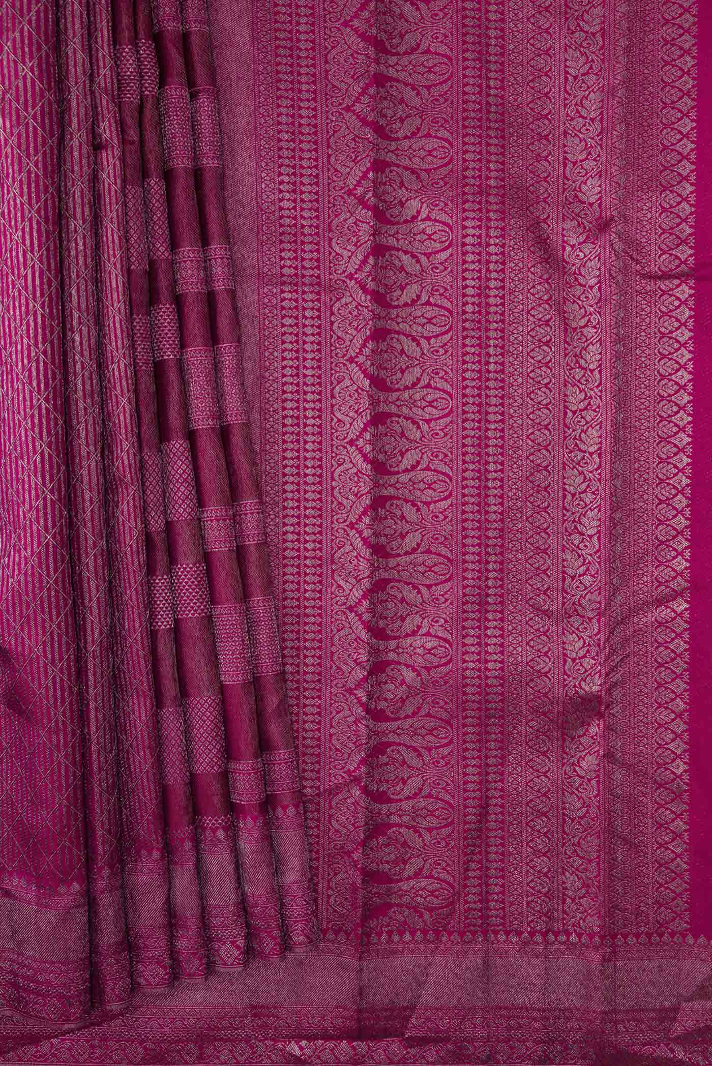 Magenta Dual Tone Kanjivaram Silk Saree - Image 4