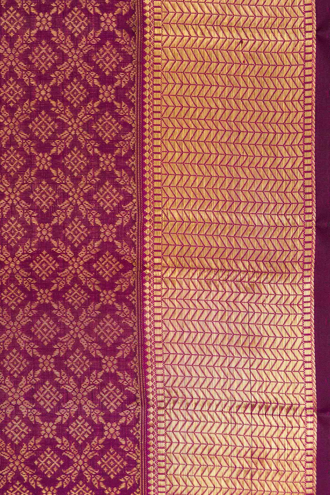 Purple Dual Tone Kanjivaram Silk Saree - Image 3