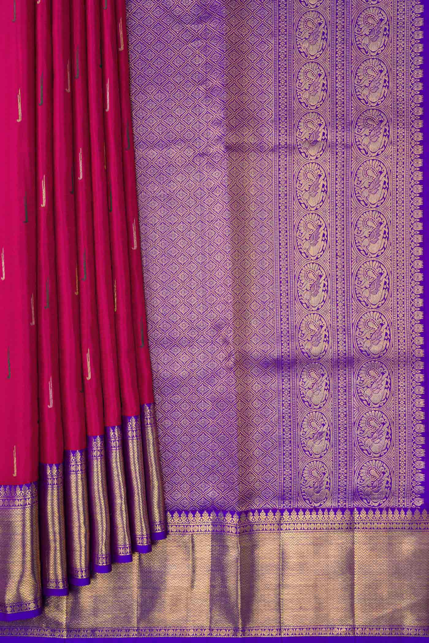Magenta Kanchipuram Silk Saree - Image 4
