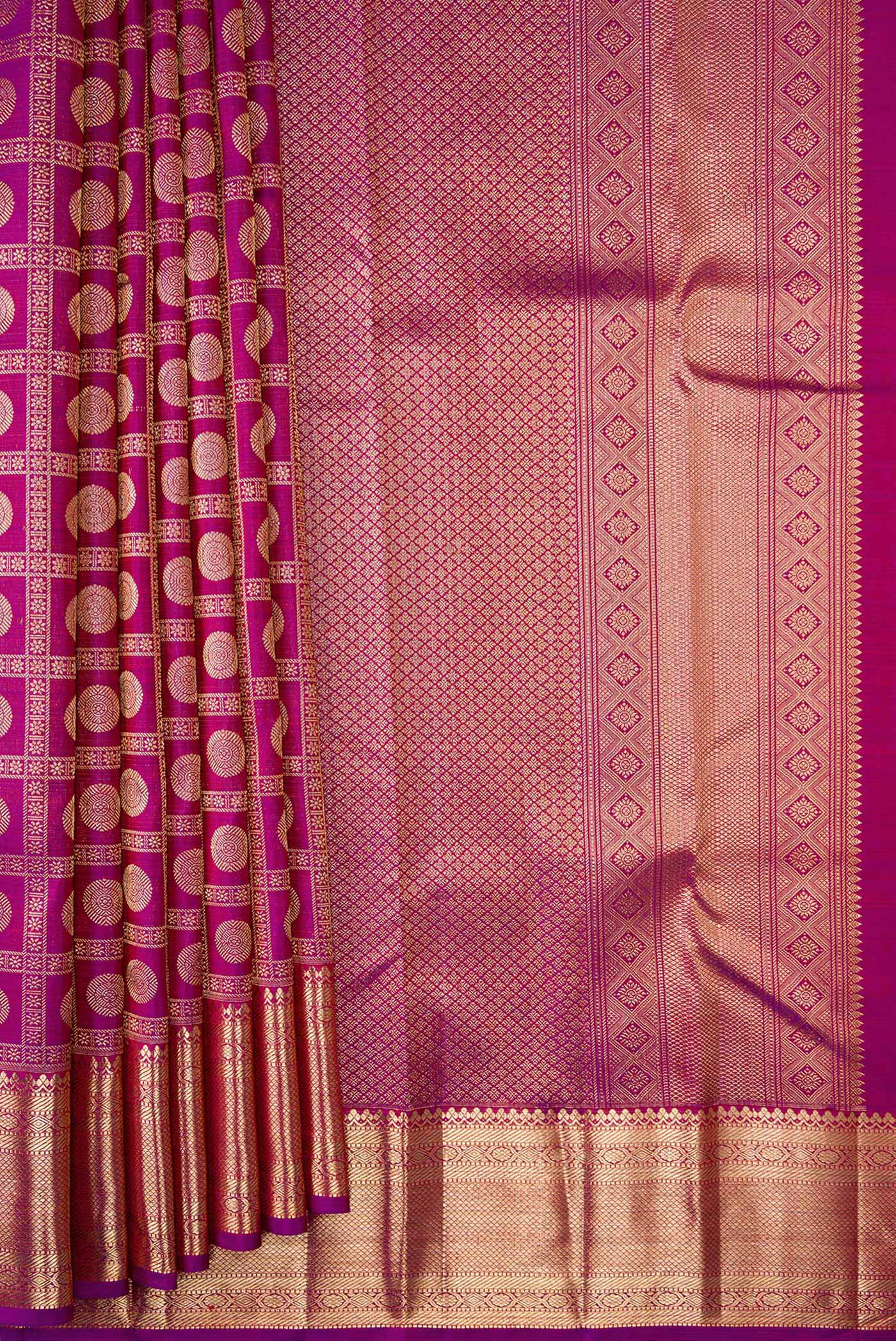 Magenta Kanchipuram Silk Saree - Image 4