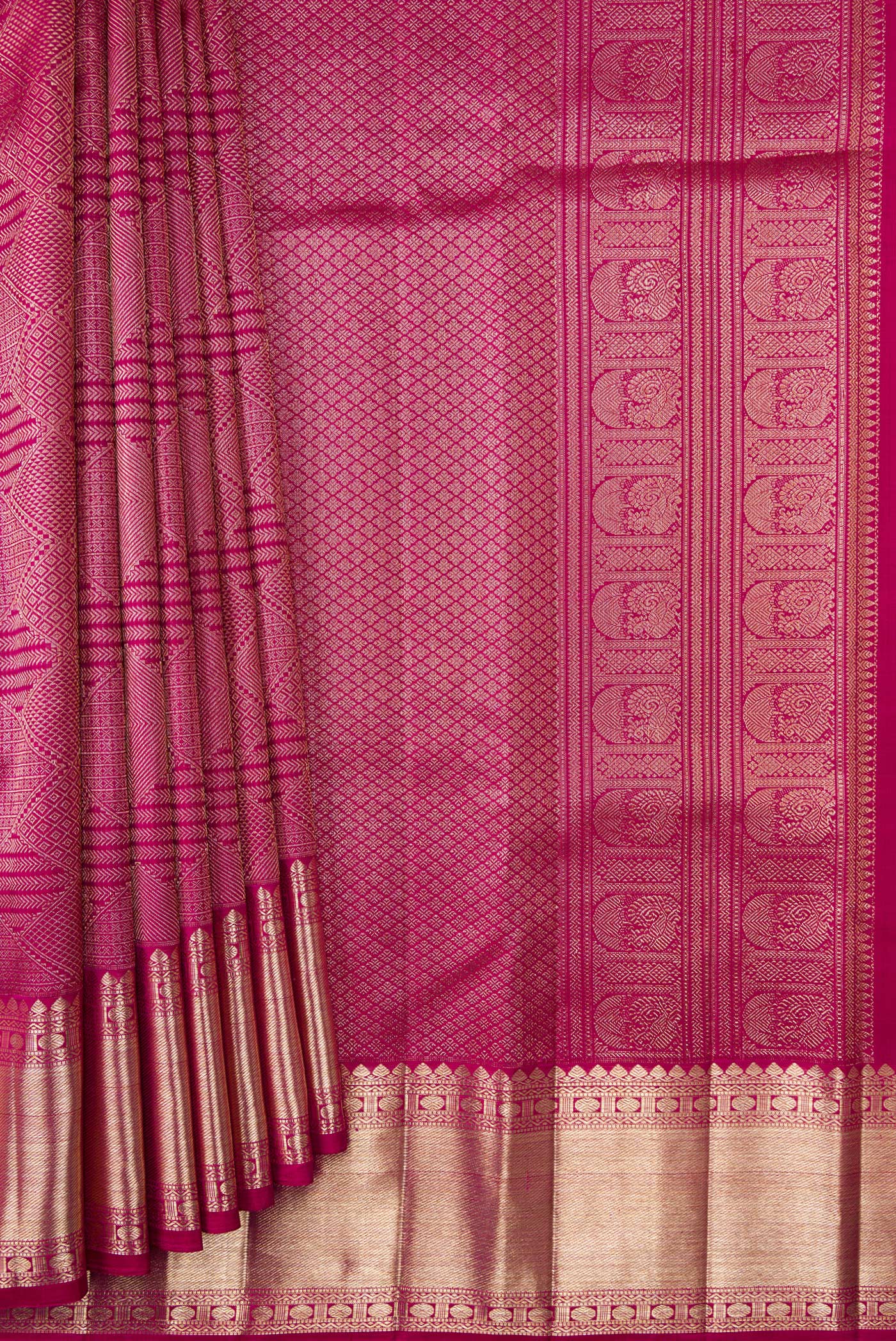 Magenta Dual Tone Kanchipuram Silk Saree - Image 4