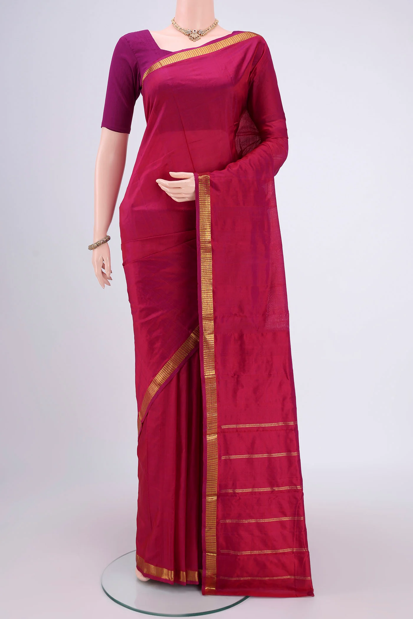 Rust Dual Tone Kanchipuram Silk Saree