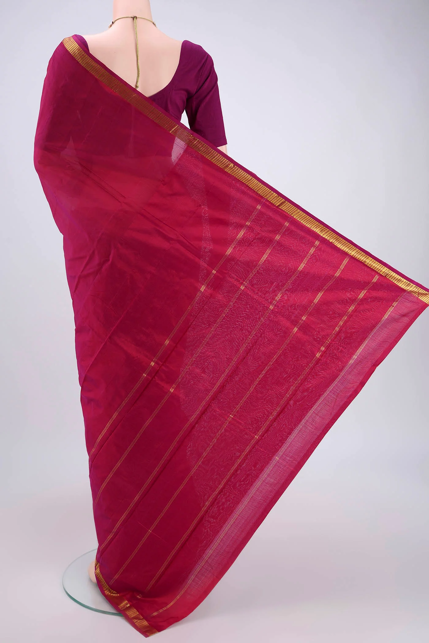Rust Dual Tone Kanchipuram Silk Saree - Image 3