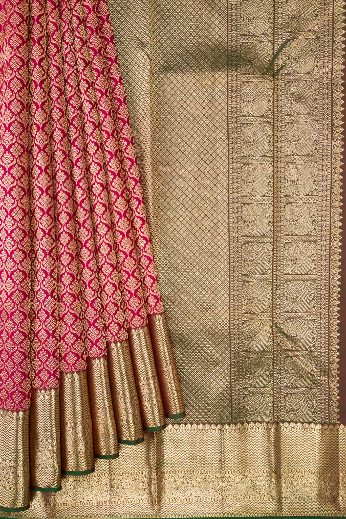 Maroon Dual Tone Kanjivaram Silk Saree - Image 4