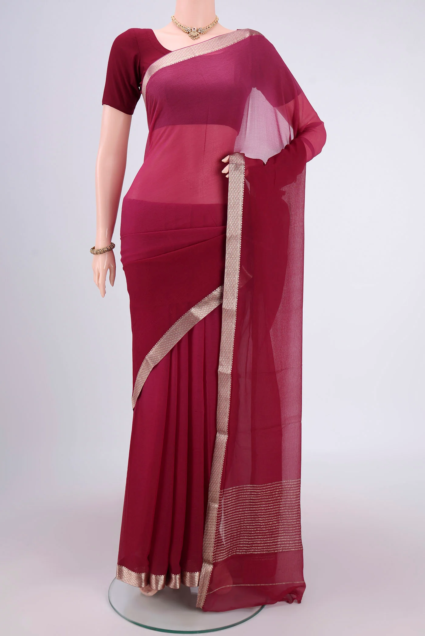 Magenta Mysore Chiffon Saree