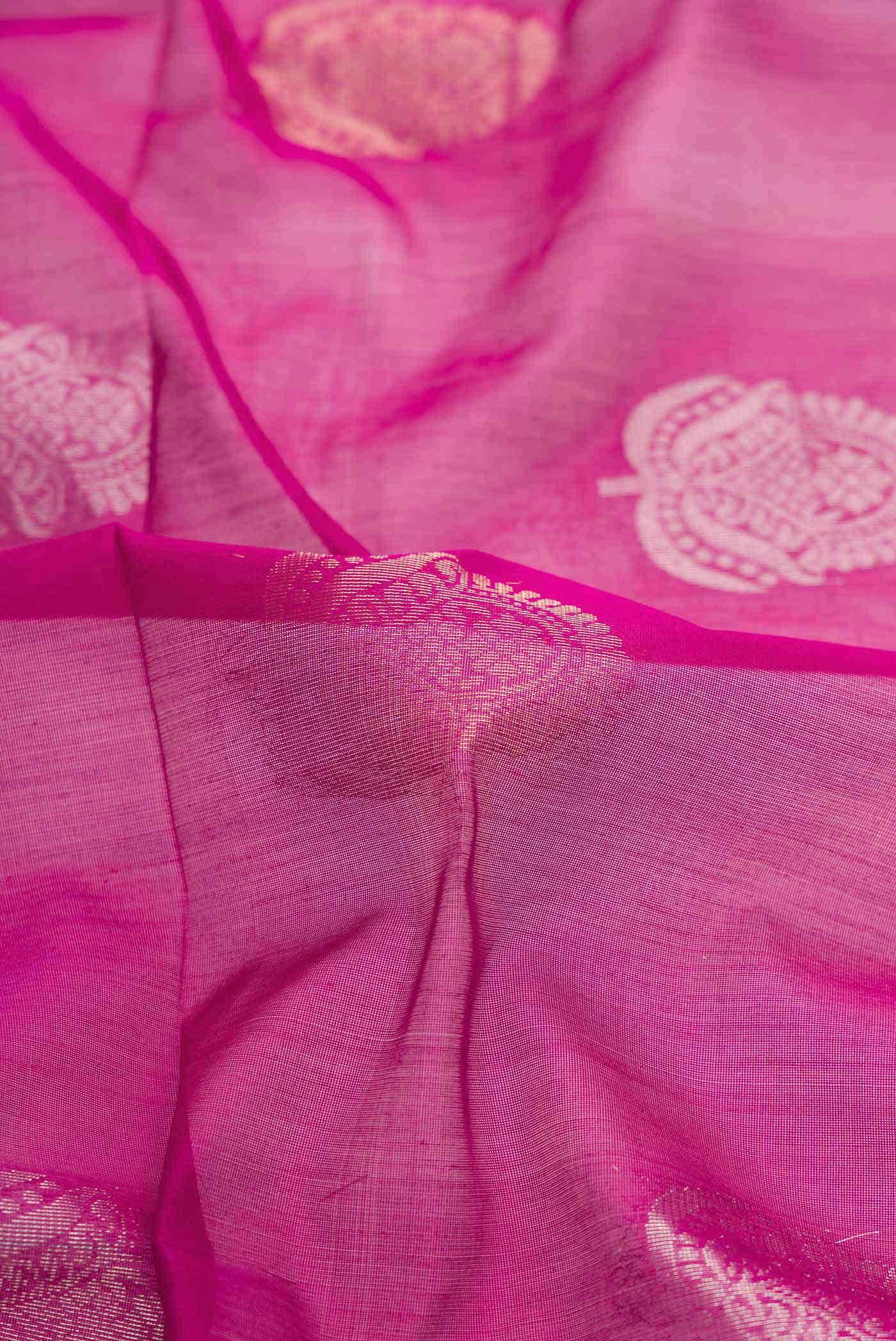 Magenta Dual Tone Silk Cotton Saree - Image 2
