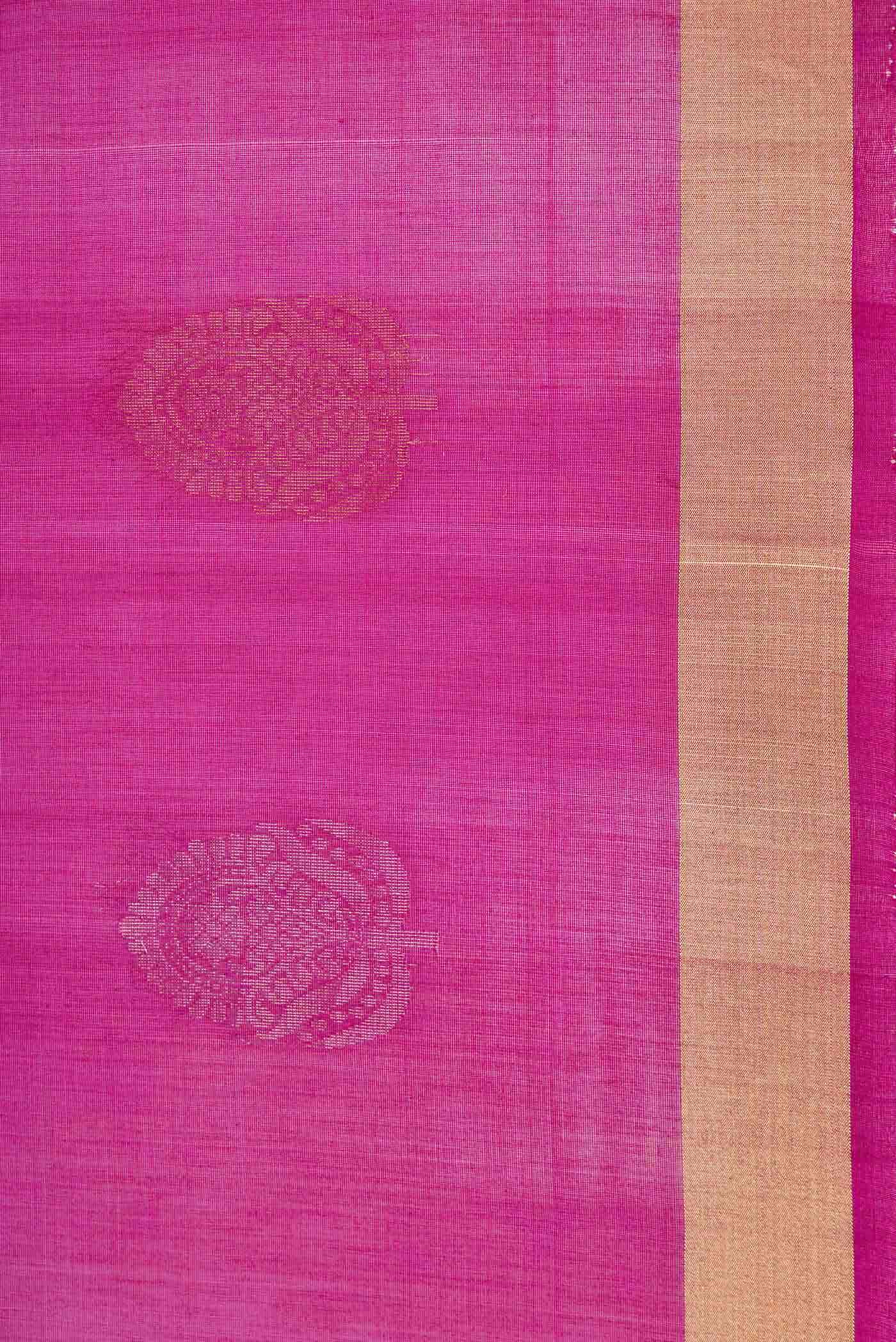Magenta Dual Tone Silk Cotton Saree - Image 3