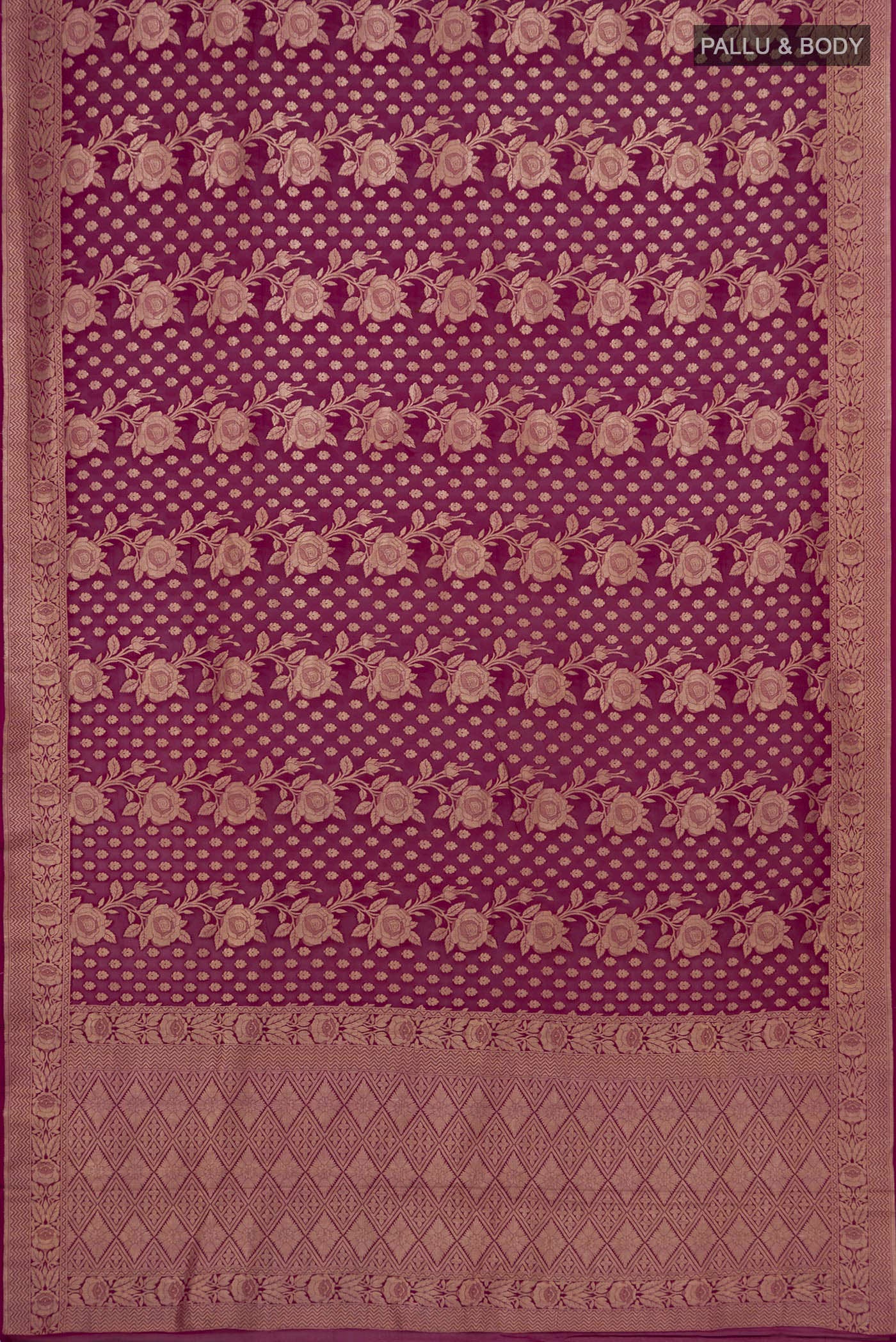 Magenta Banarasi Georgette Saree - Image 5
