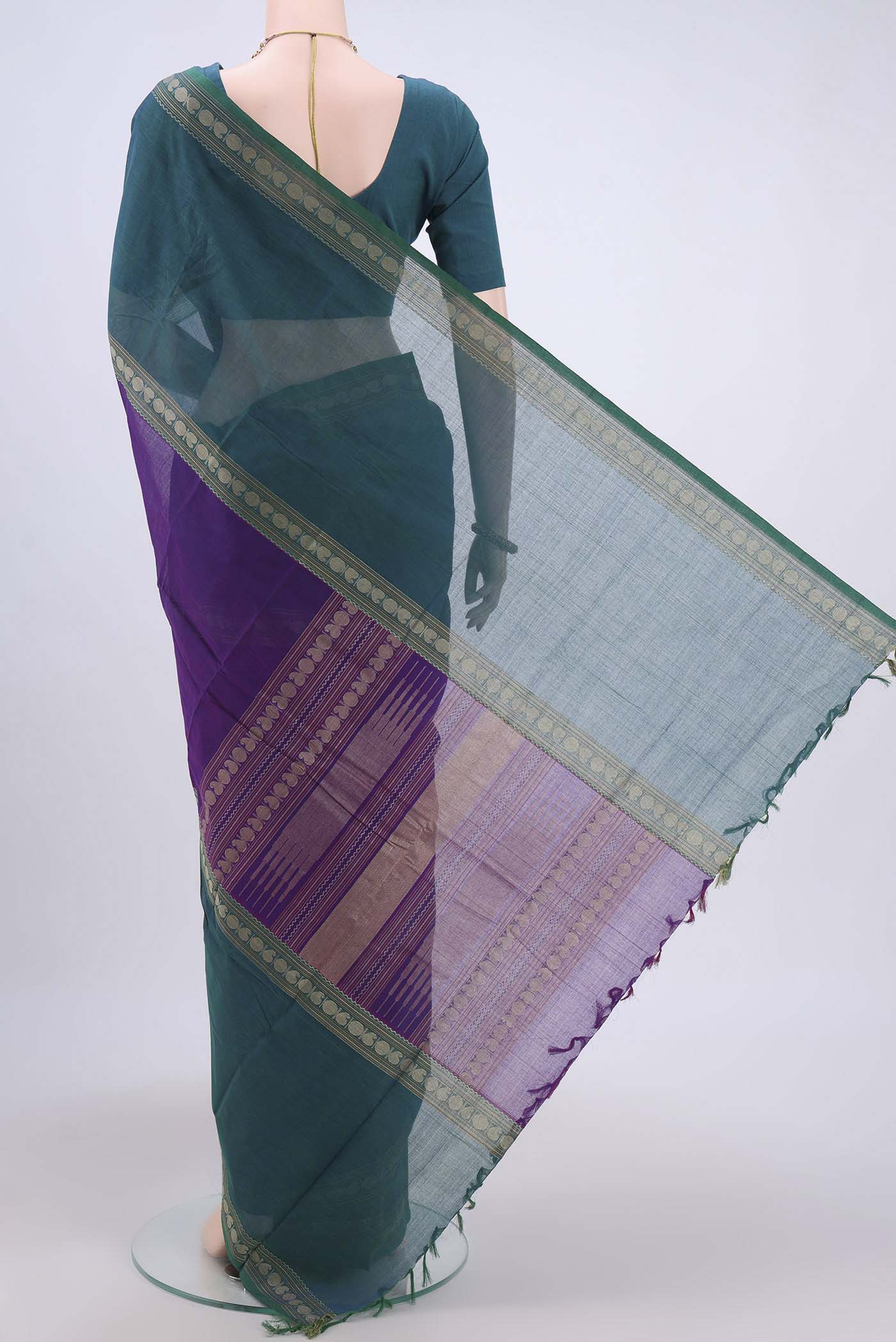 Violet Kanchi Cotton Saree - Image 3