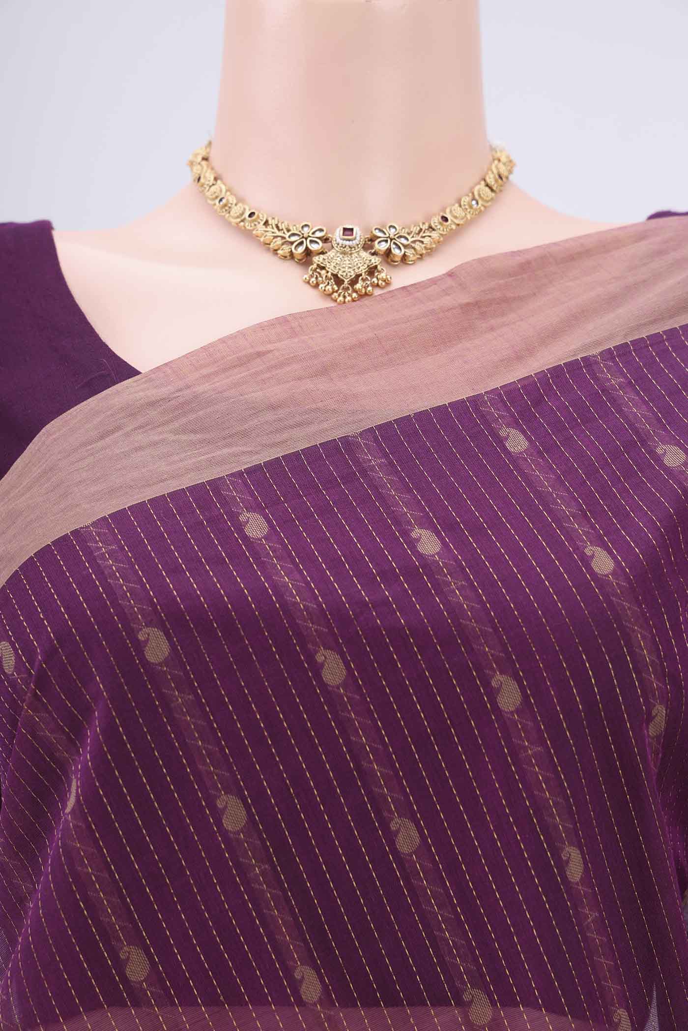 Purple Kanchi Cotton Saree - Image 2