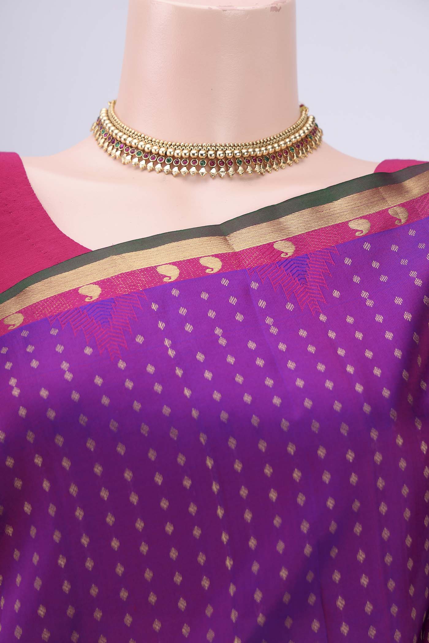 Purple Kanchipuram Silk Saree - Image 2