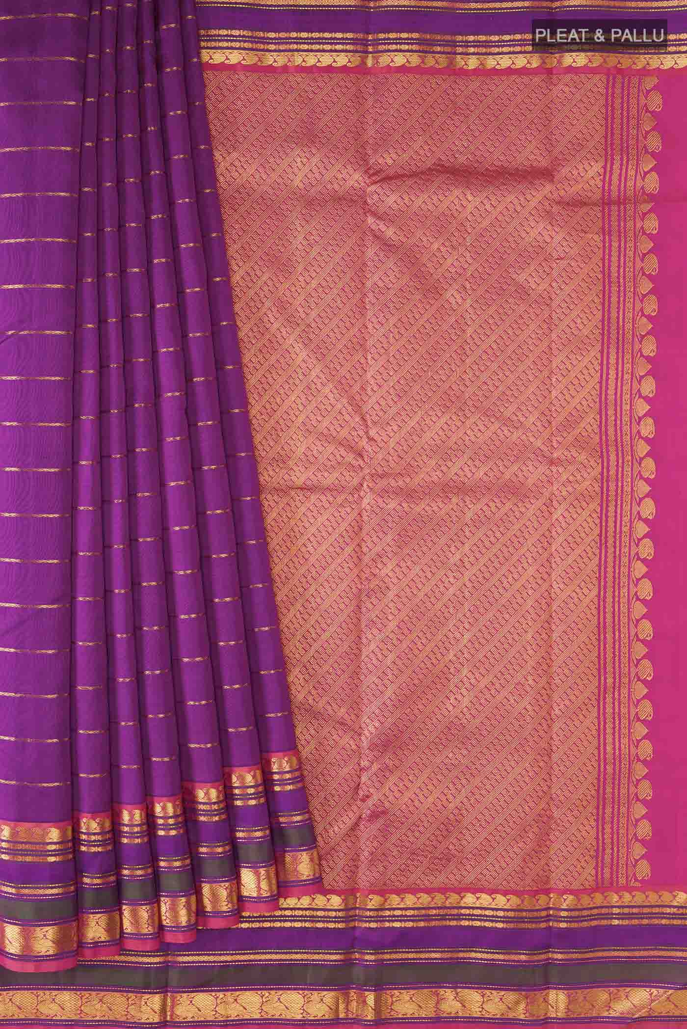 Purple Kanchipuram Silk Saree - Image 4