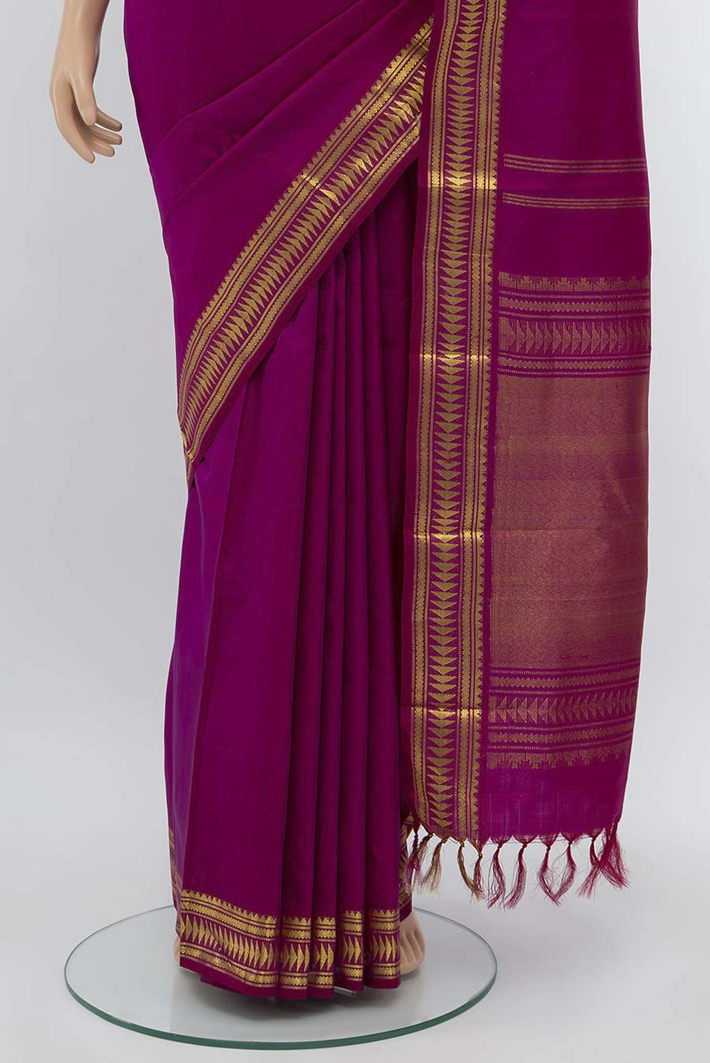 Magenta Kanchipuram Silk Saree - Image 3