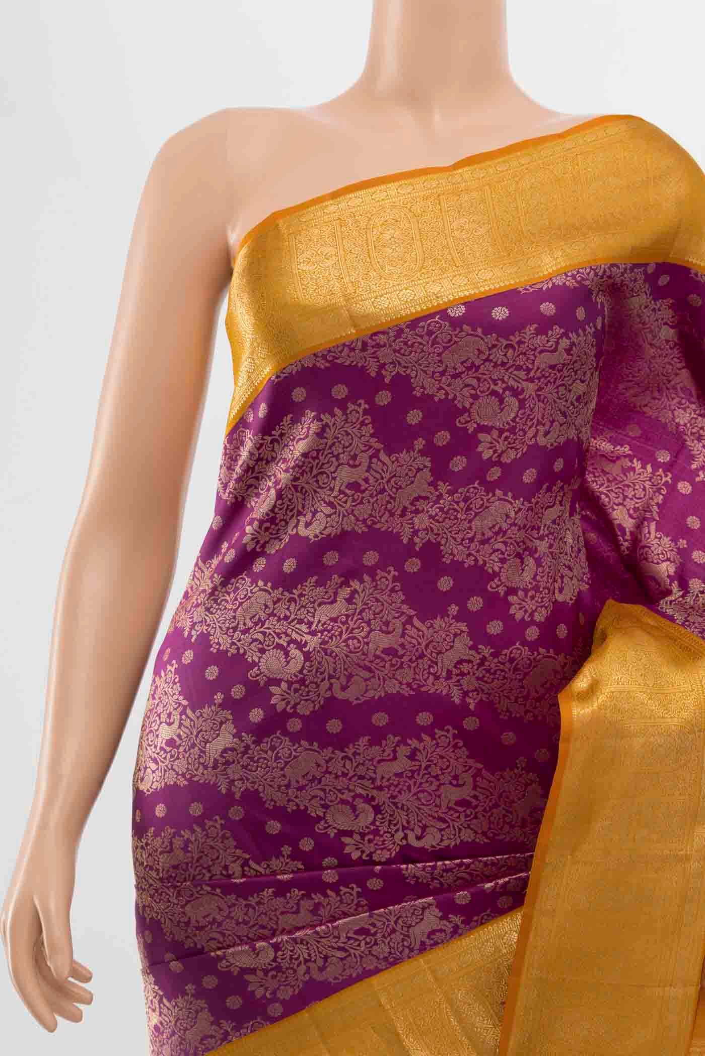 Magenta Kanjivaram Silk Saree - Image 2