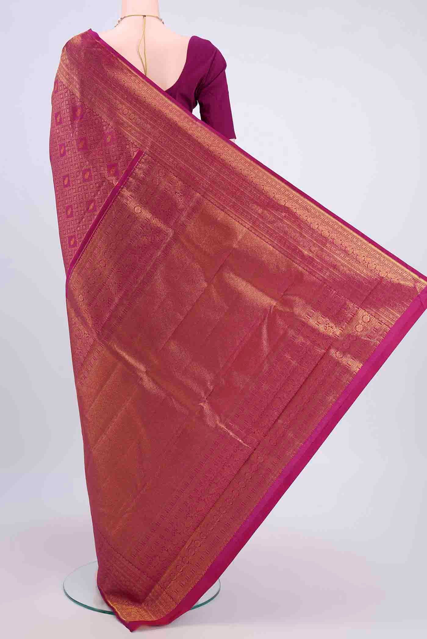 Magenta Kanchipuram Silk Saree - Image 3