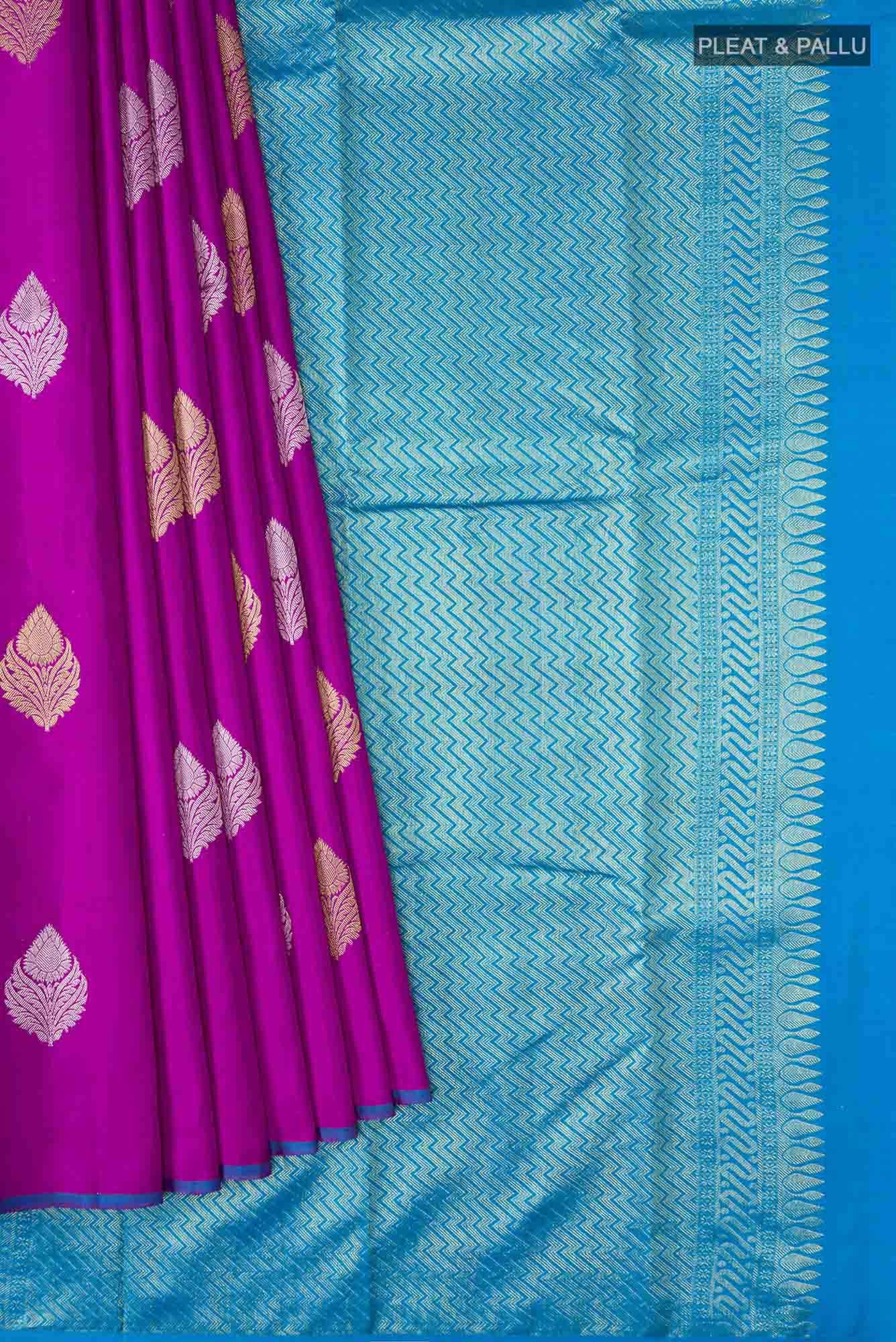 Magenta Kanjivaram Silk Saree - Image 2