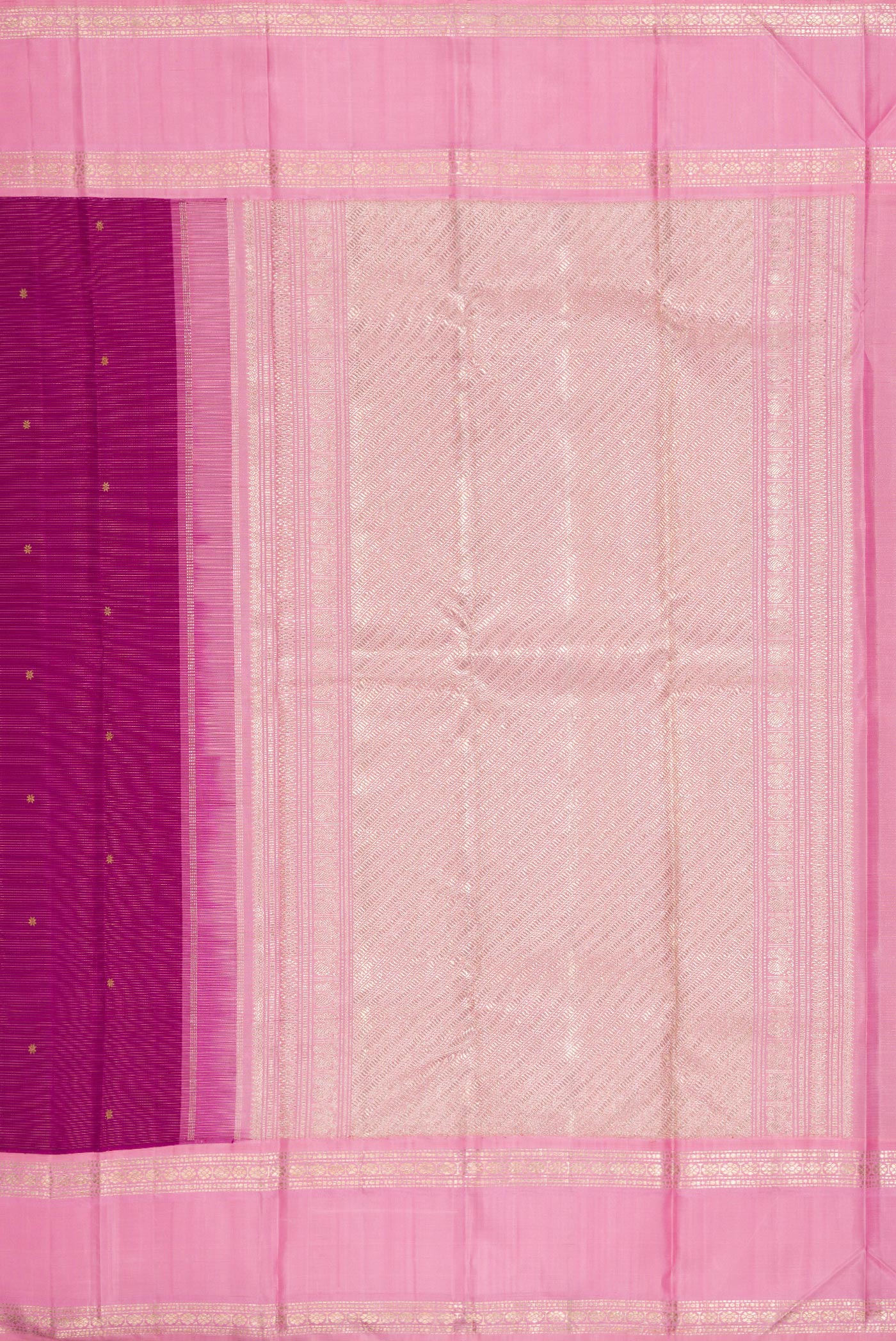 Pure Silk Pure Zari Magenta Kanchipuram Saree - Image 7