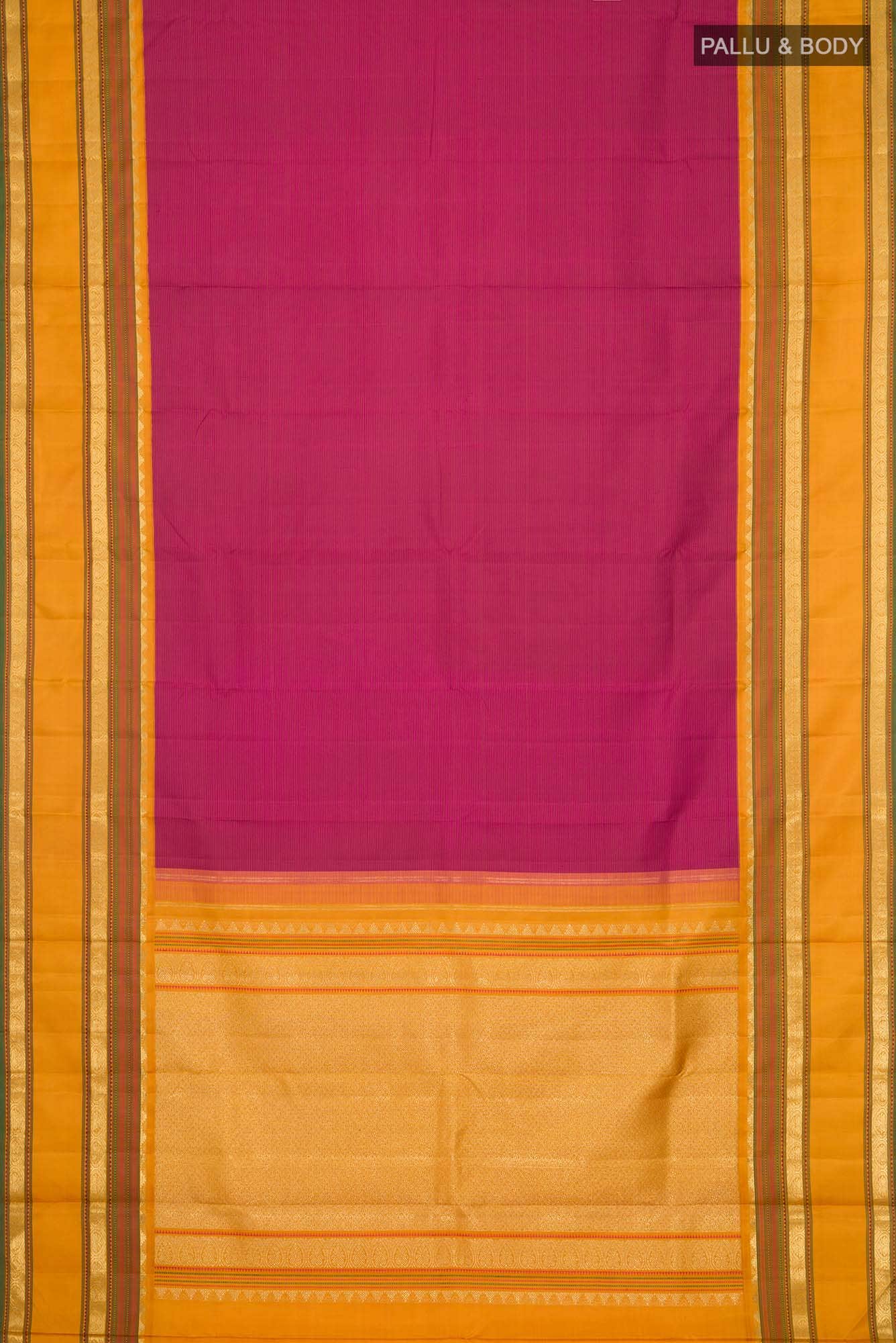 Pure Silk Pure Zari Magenta Kanchipuram Saree - Image 4