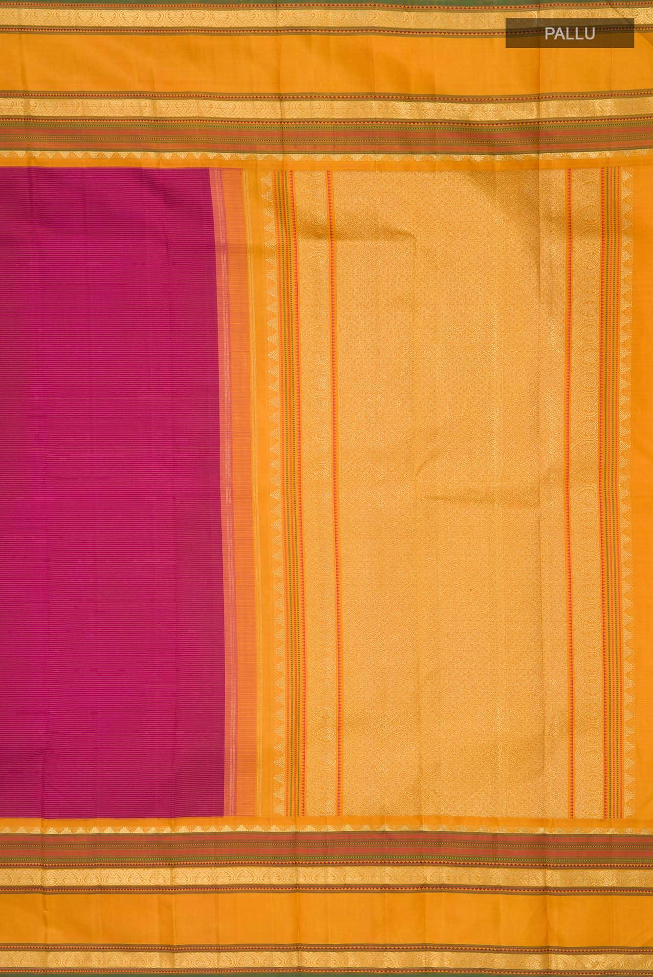 Pure Silk Pure Zari Magenta Kanchipuram Saree - Image 5