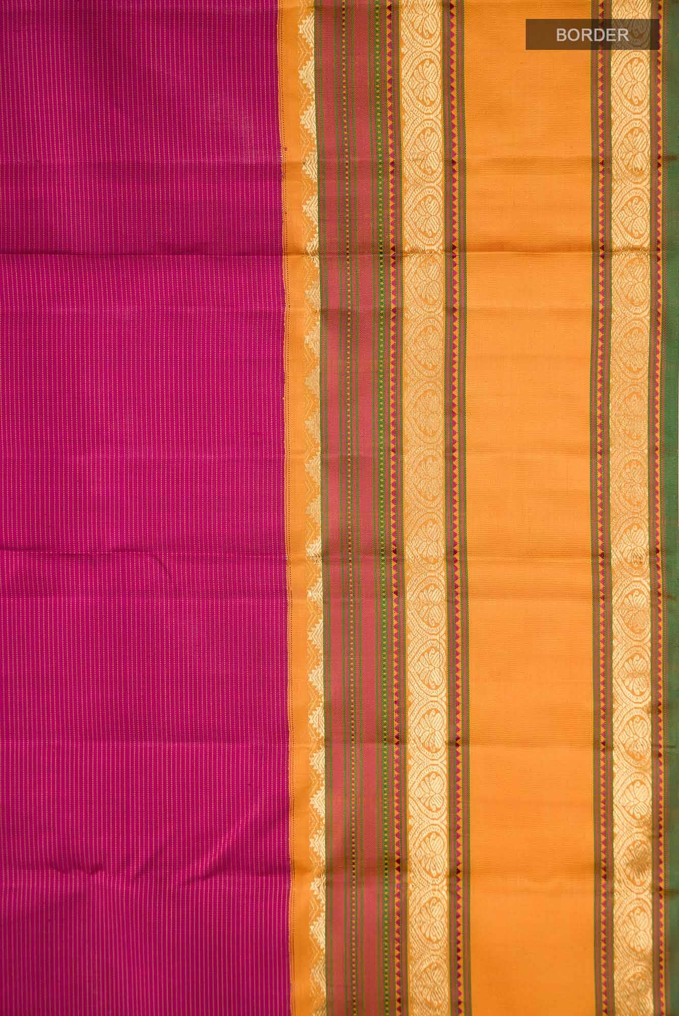 Pure Silk Pure Zari Magenta Kanchipuram Saree - Image 6