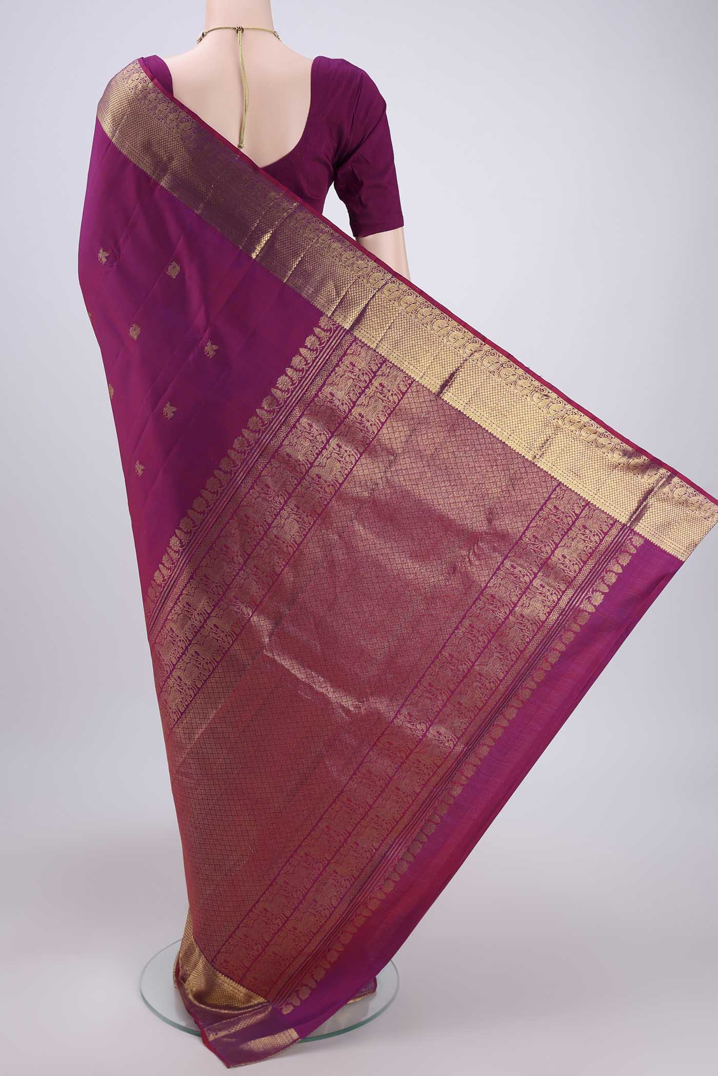 Magenta Kanjivaram Silk Saree - Image 3