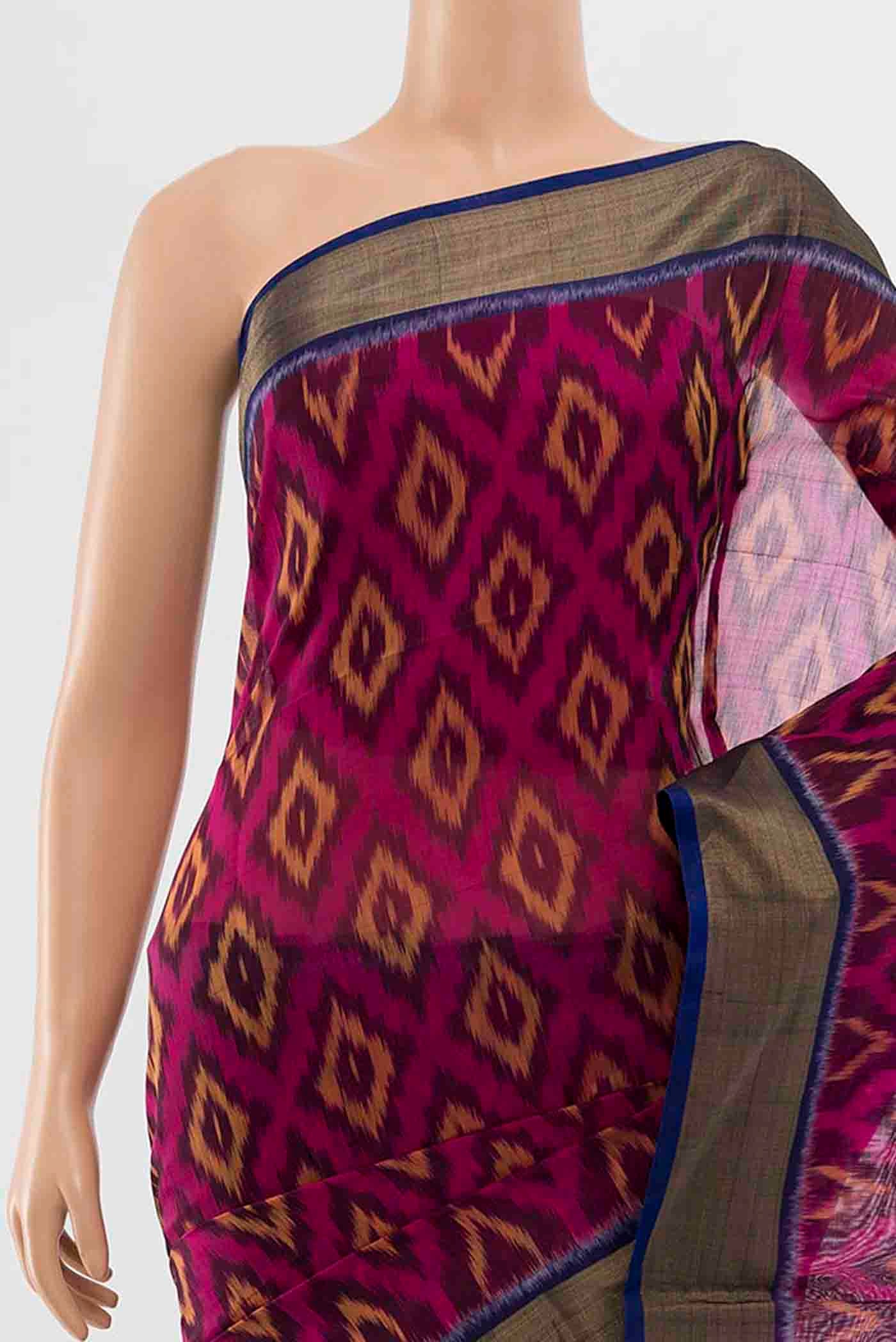 Magenta Kora Cotton Saree - Image 2