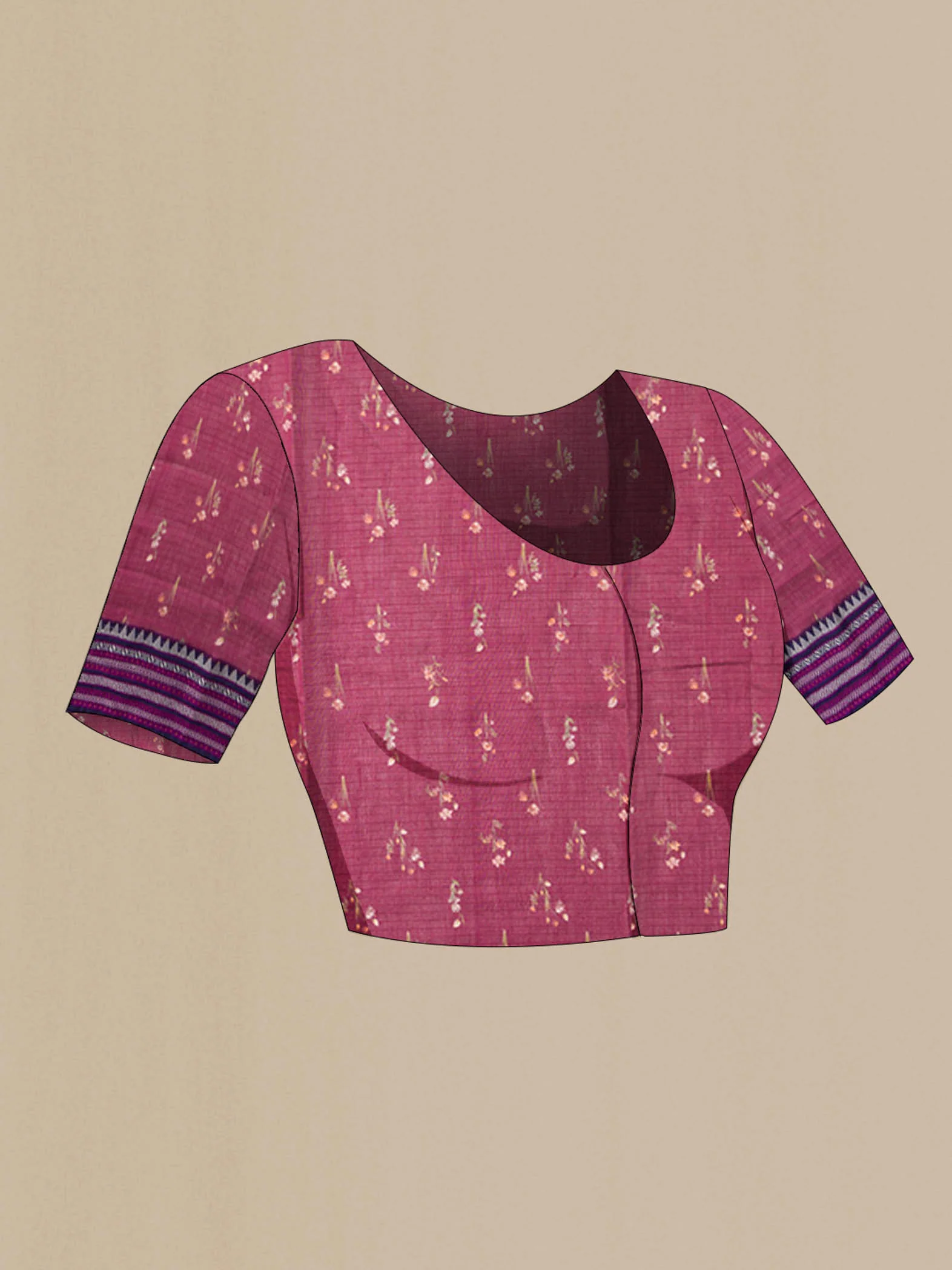 Magenta Kota Cotton Saree - Image 2