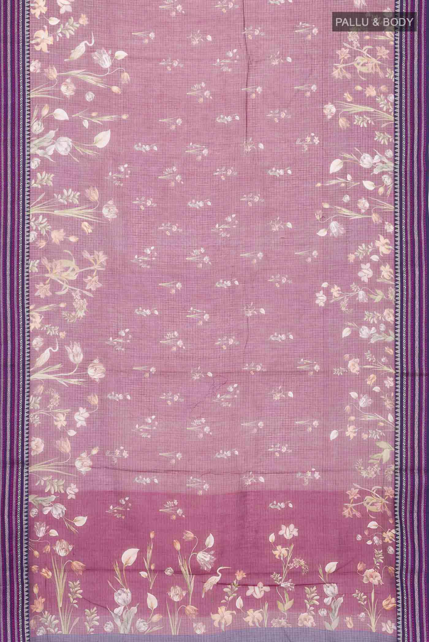 Magenta Kota Cotton Saree - Image 3