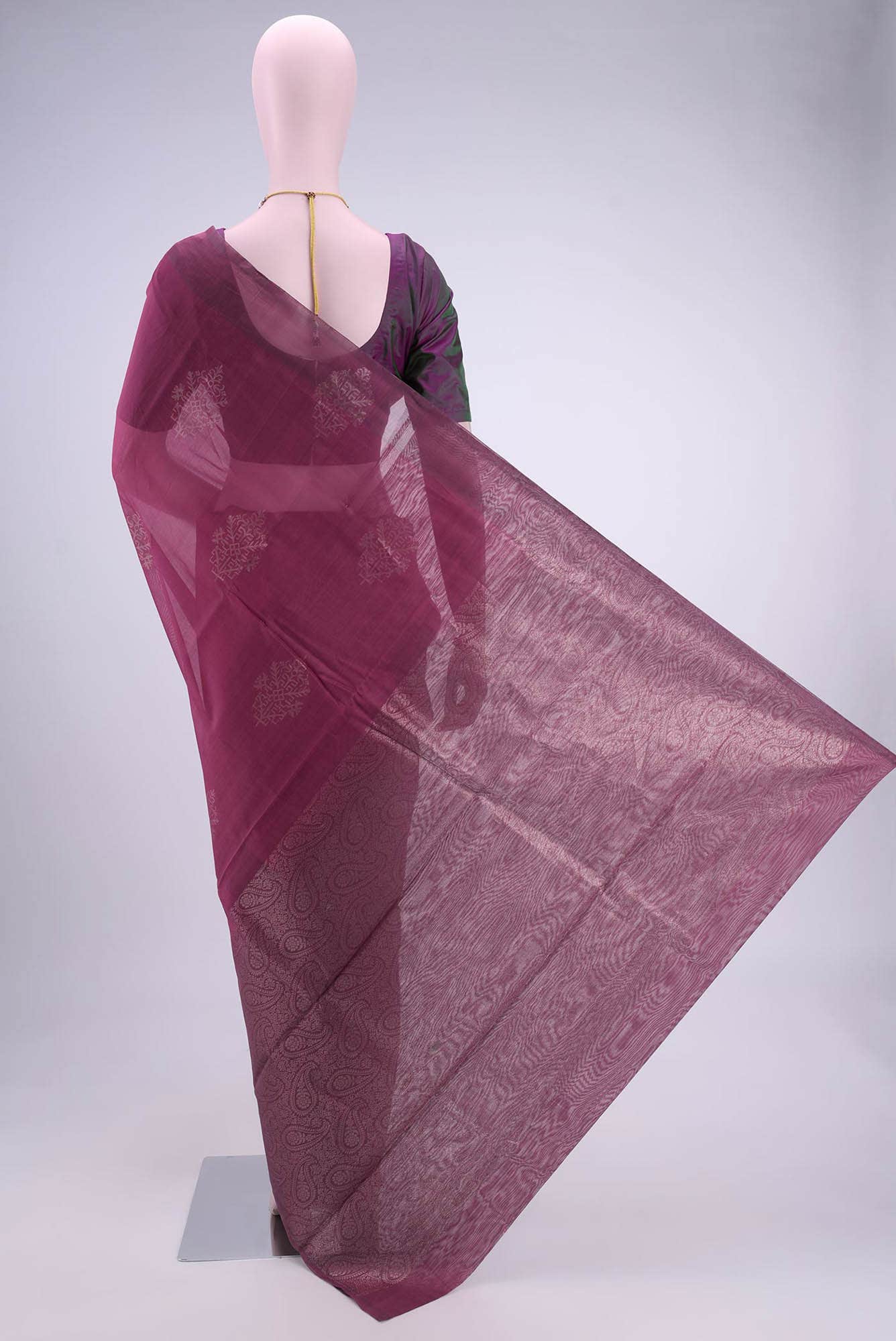 Magenta Kota Cotton Saree - Image 2