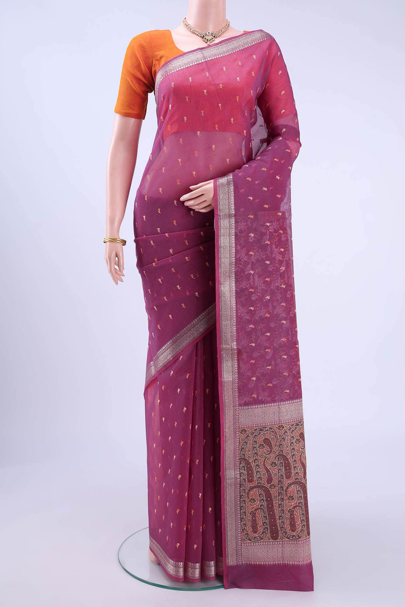 Magenta Kota Cotton Saree