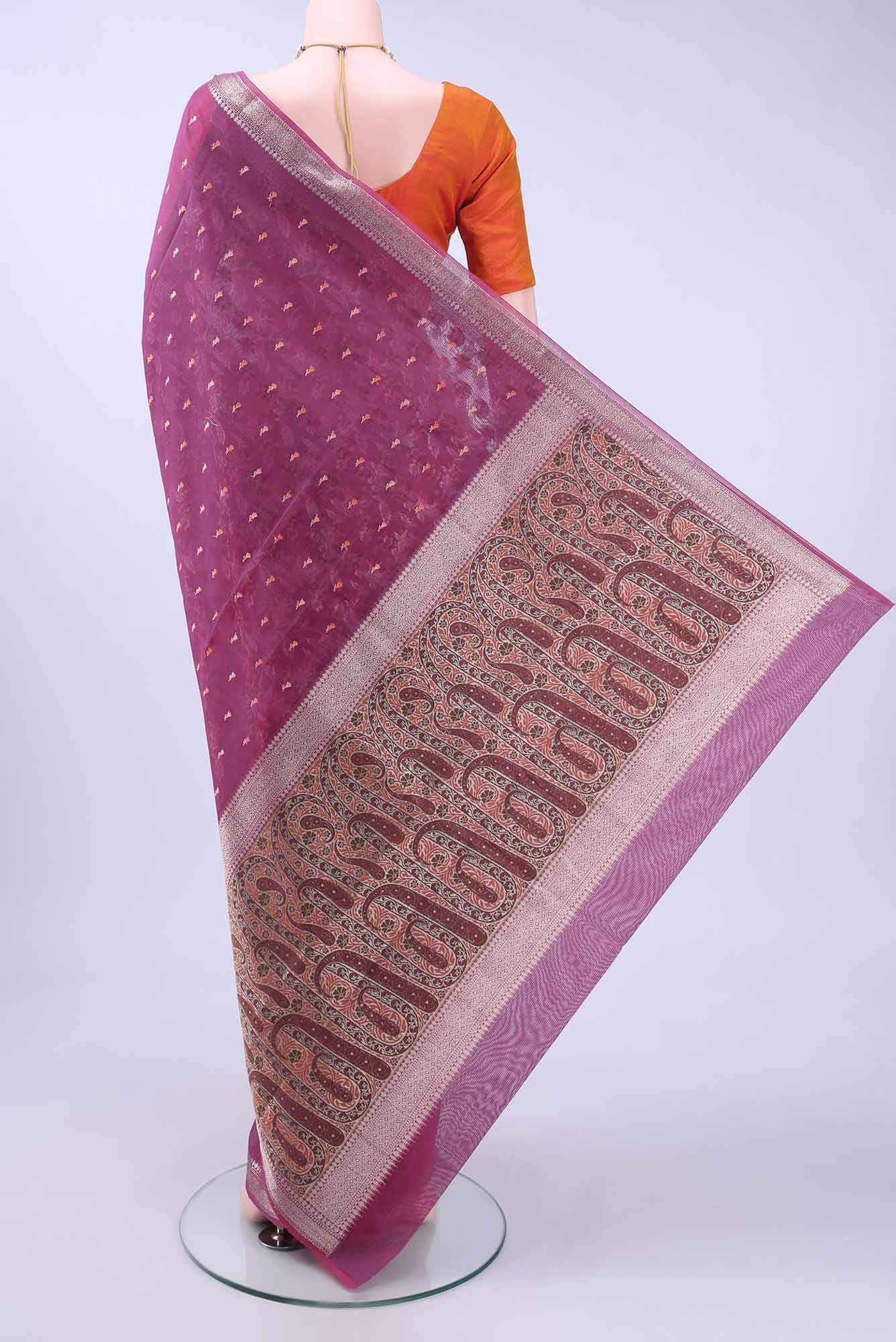 Magenta Kota Cotton Saree - Image 2