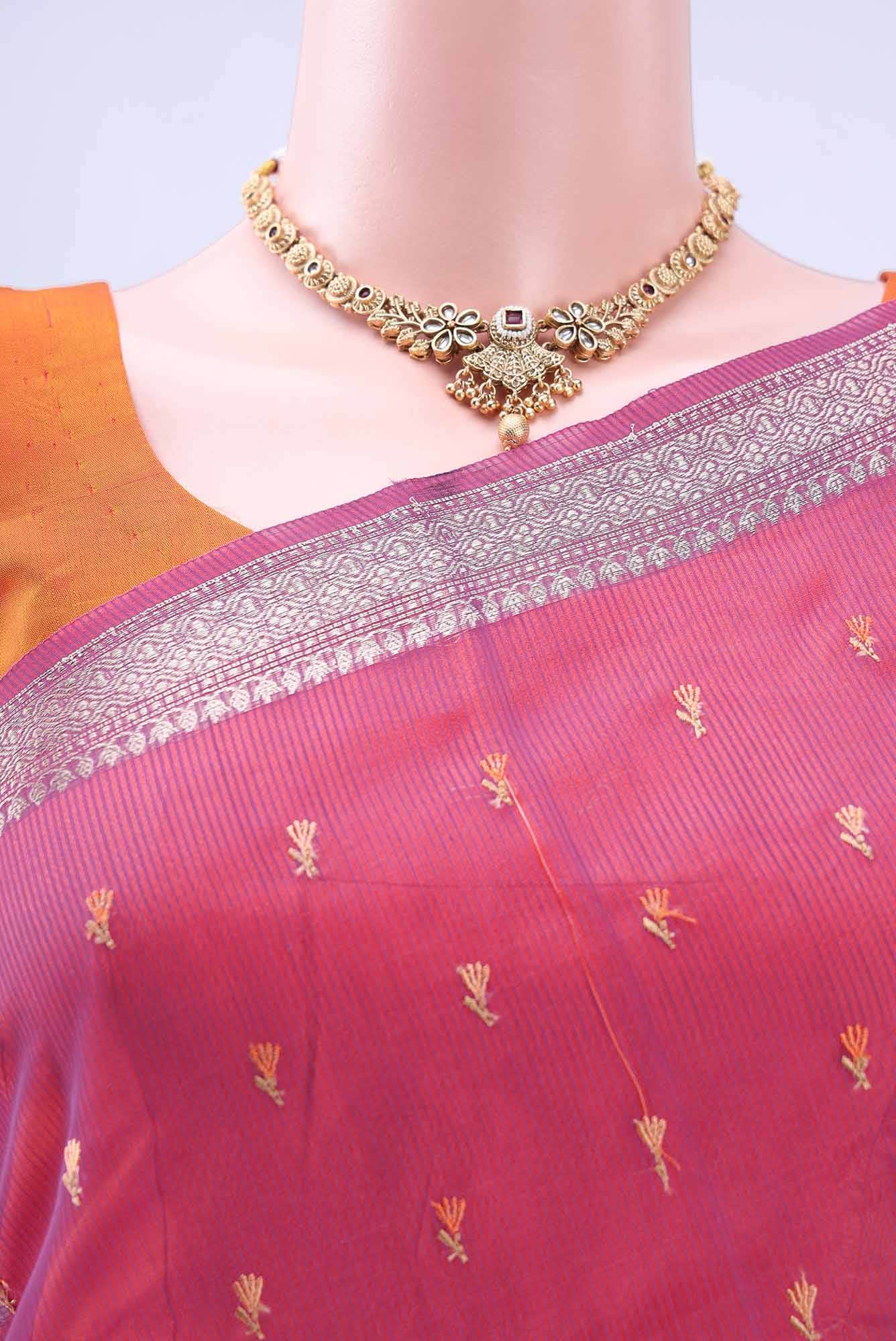 Magenta Kota Cotton Saree - Image 3