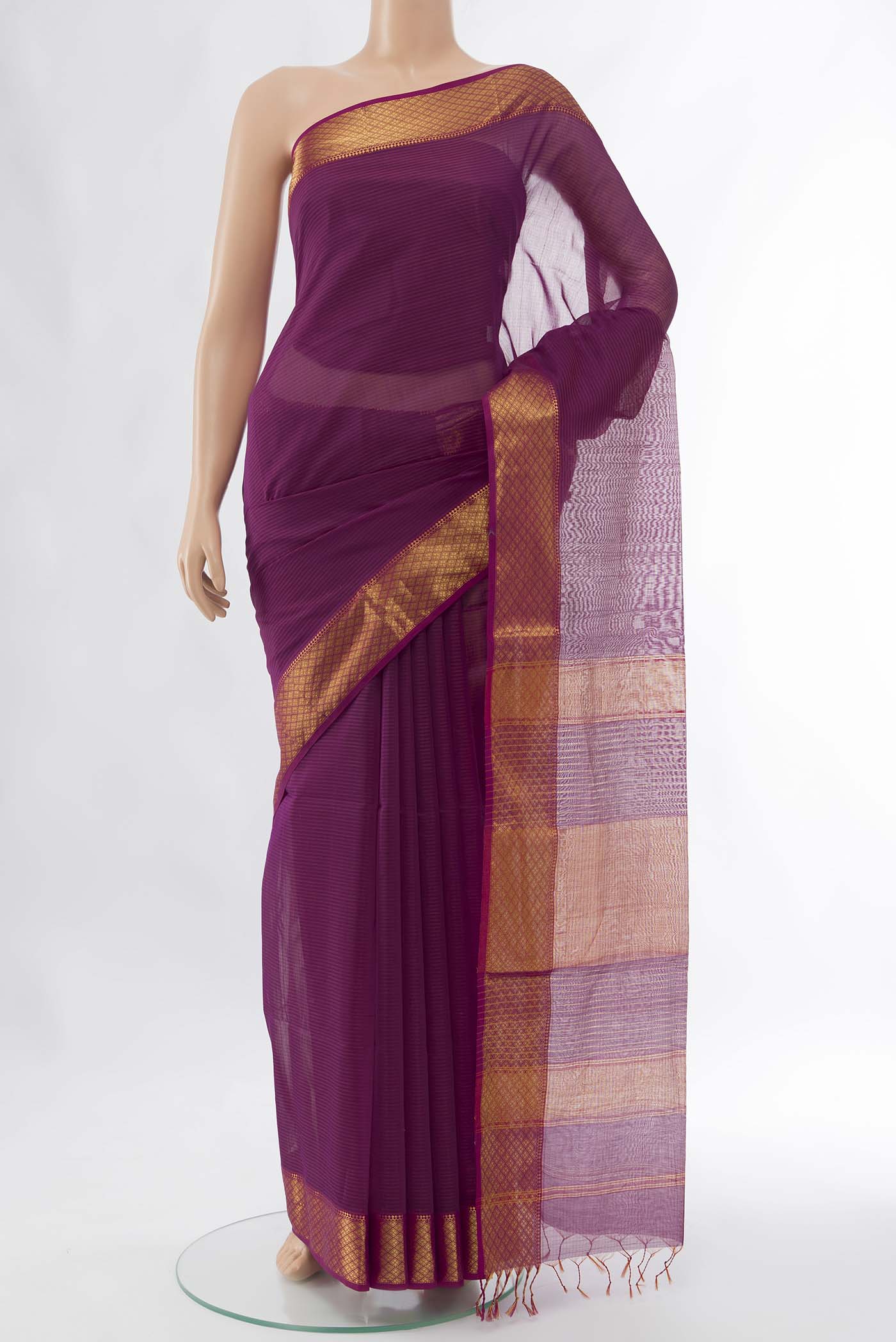 Purple Maheshwari Silk Cotton Saree