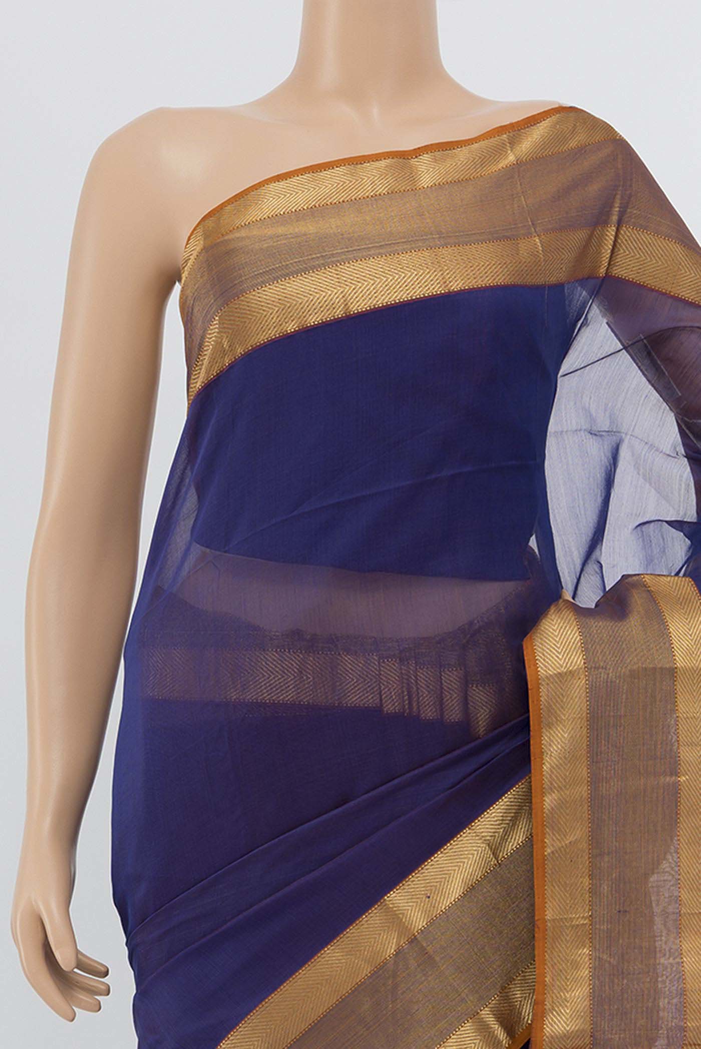 Magenta Maheshwari Silk Saree - Image 2
