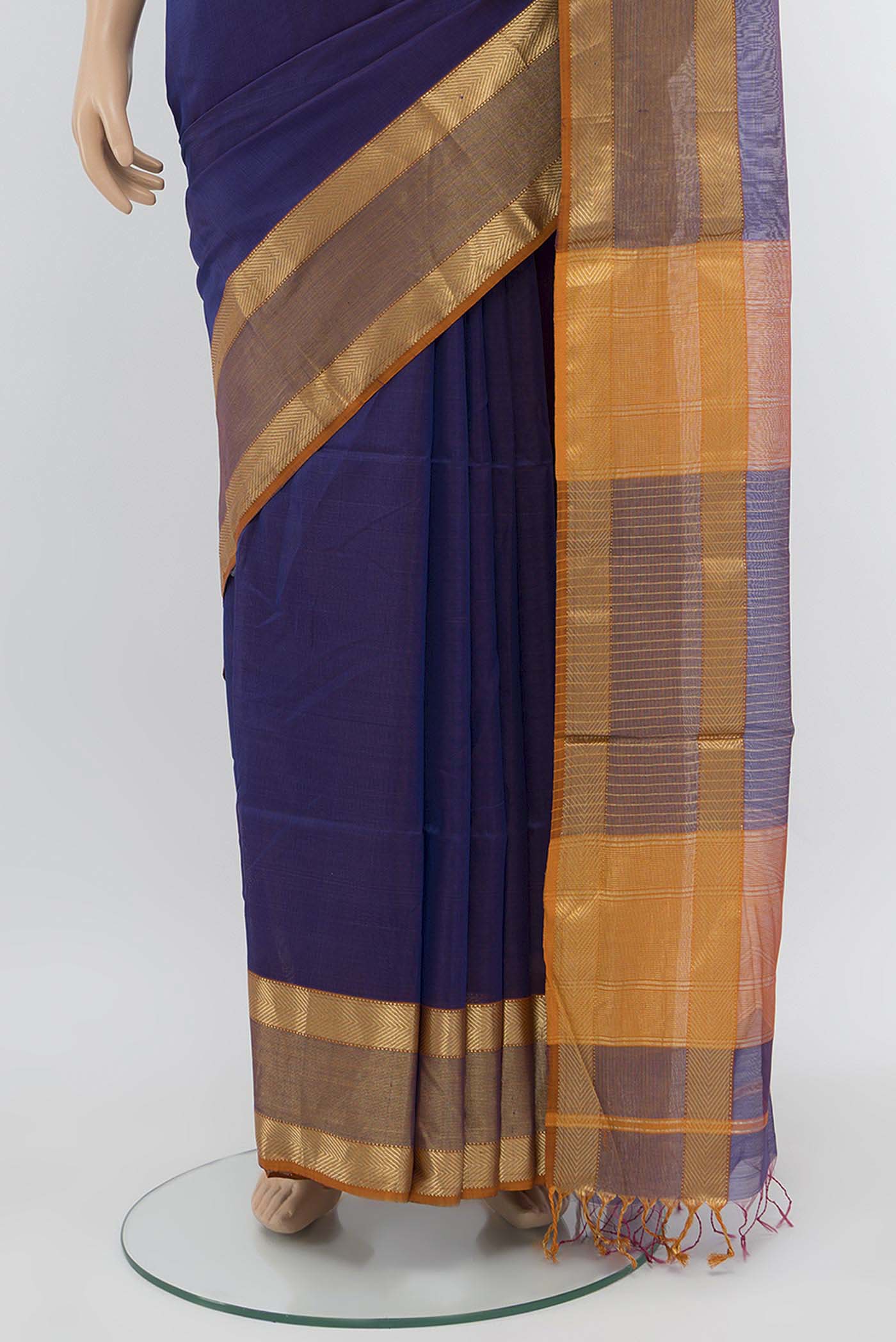 Magenta Maheshwari Silk Saree - Image 3