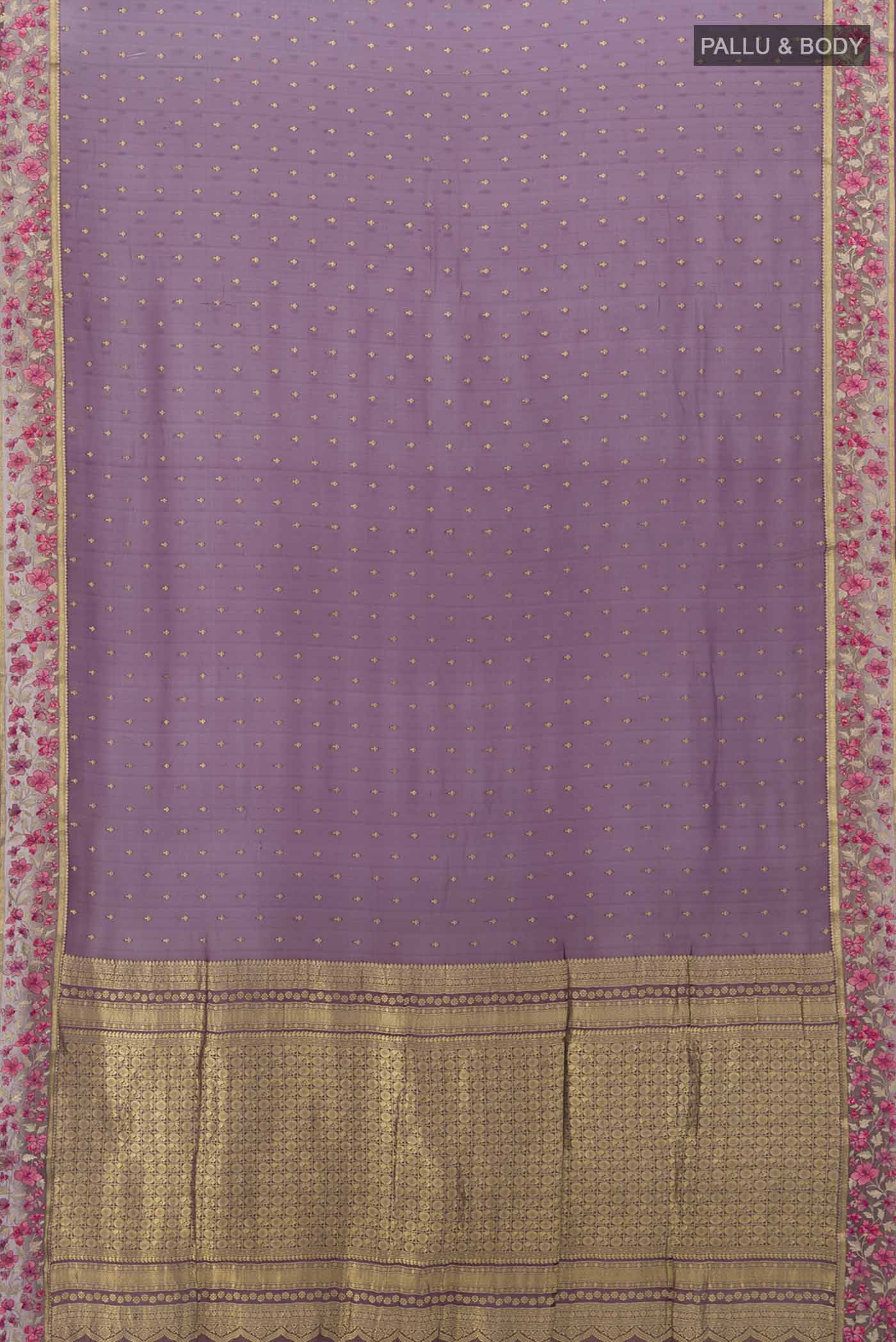 Magenta Mysore Chiffon Saree - Image 5