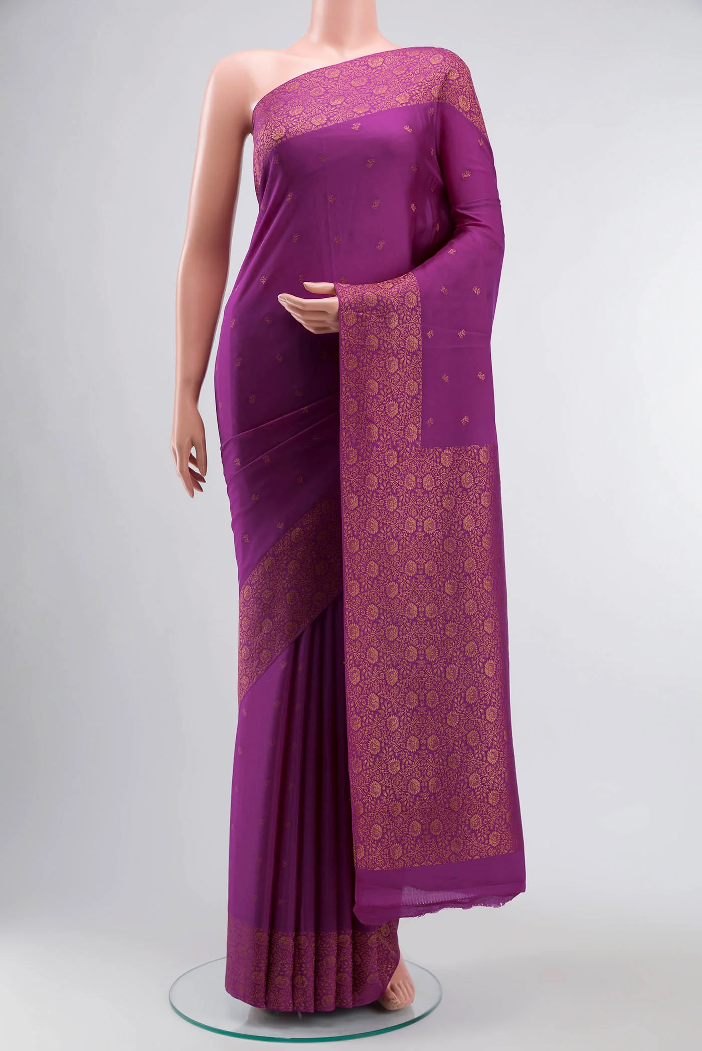 Magenta Mysore Crepe Saree