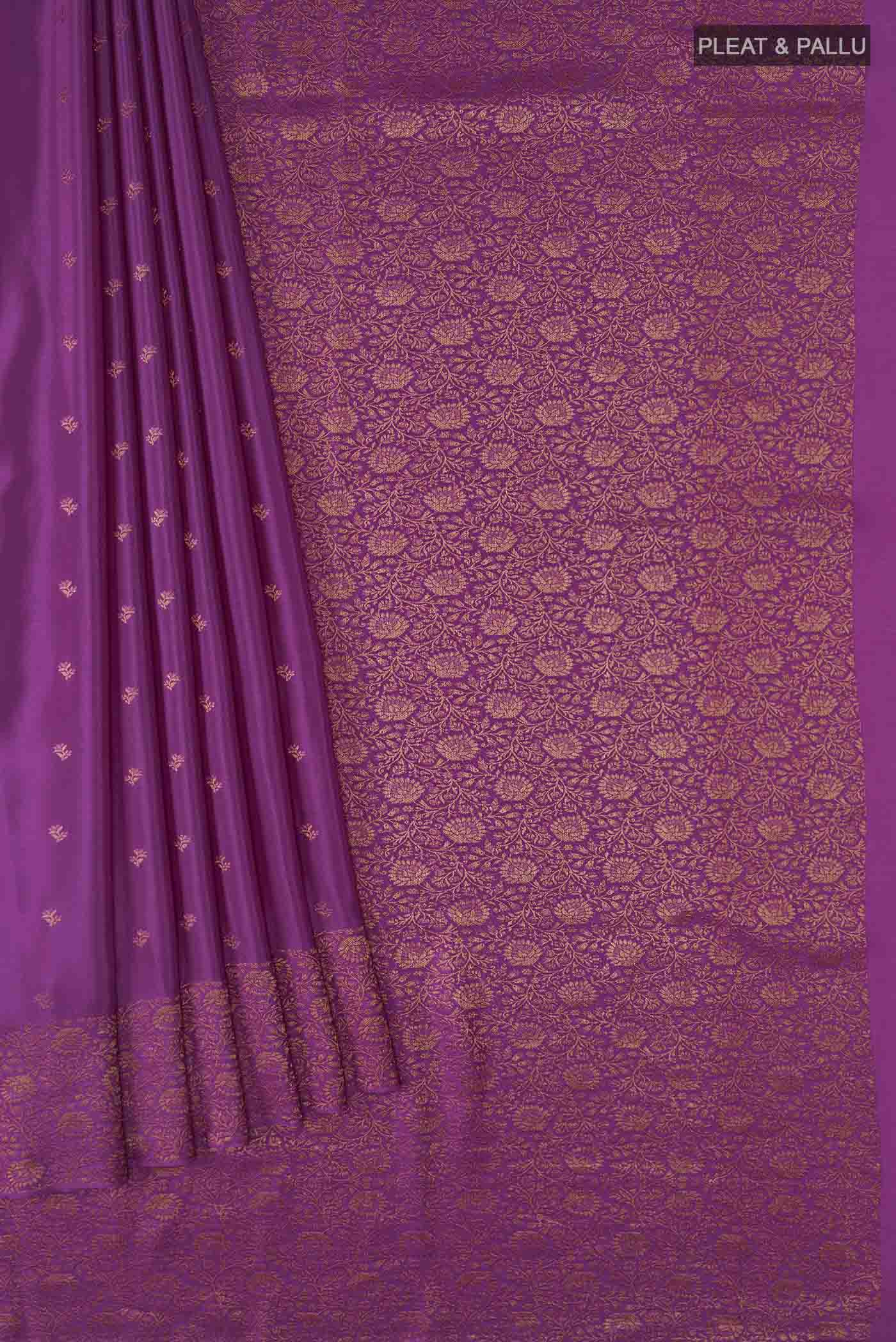 Magenta Mysore Crepe Saree - Image 4
