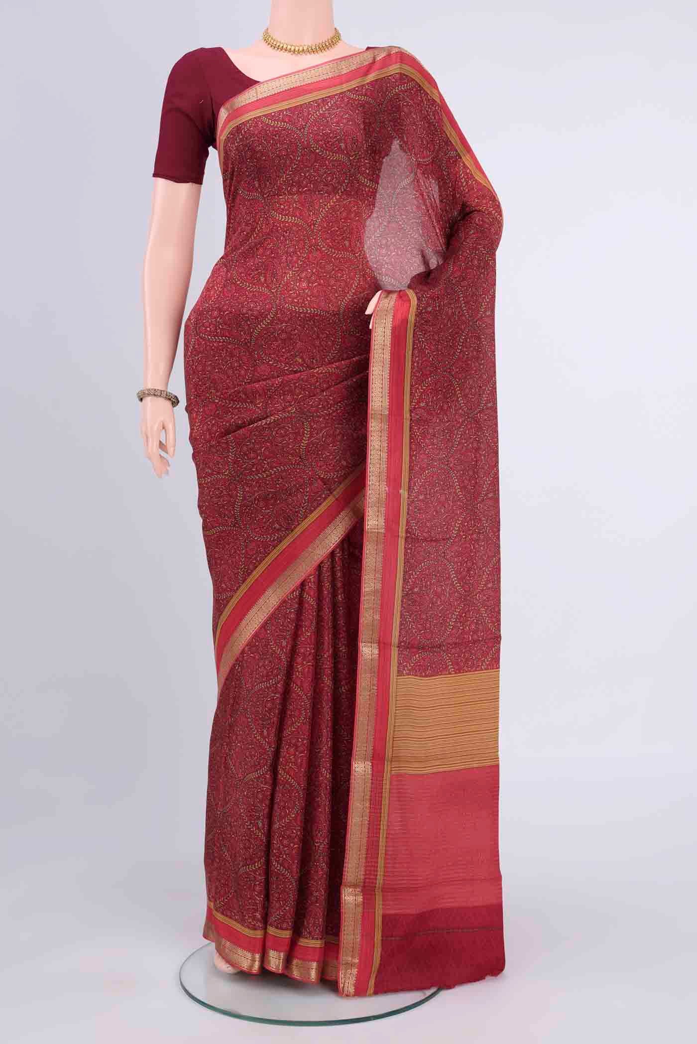 Magenta Mysore Crepe Saree