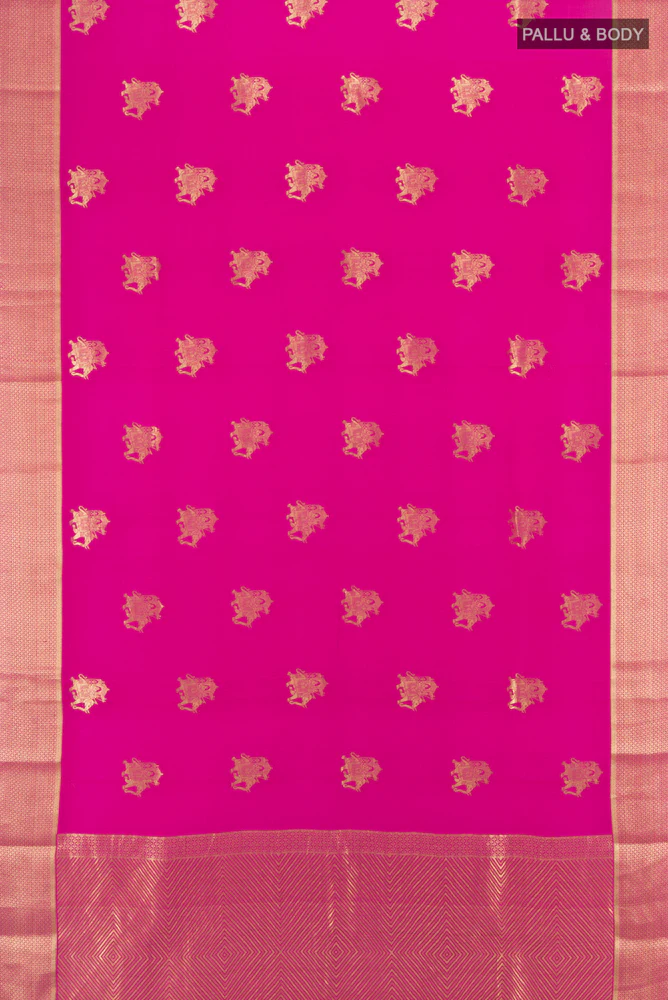 Rani Pink Mysore Crepe Saree - Image 5