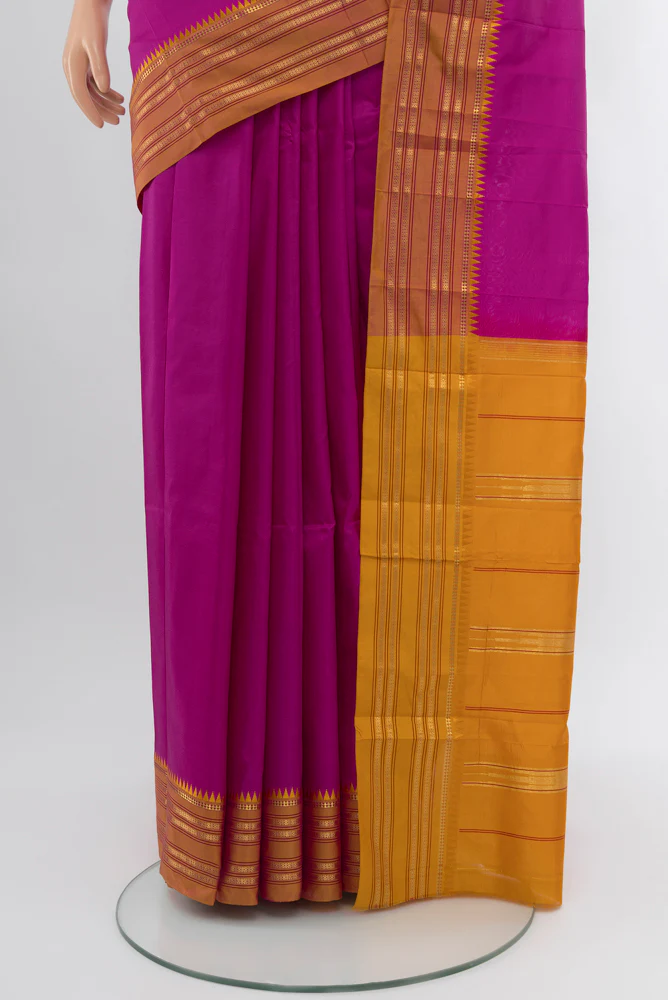 Magenta Narayanpet Silk Saree - Image 3