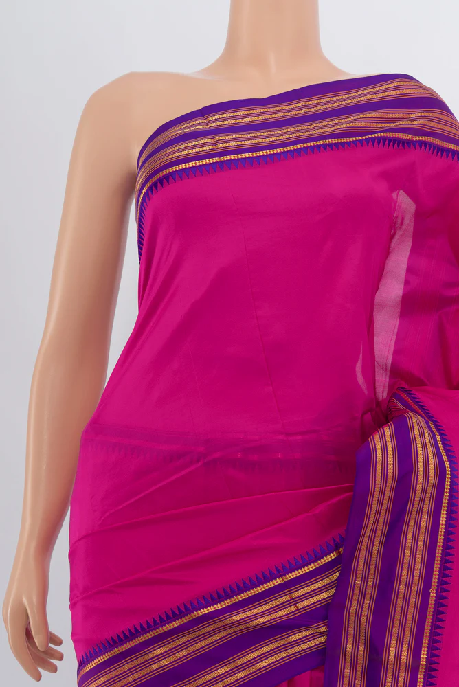 Rani Pink Narayanpet Silk Saree - Image 2