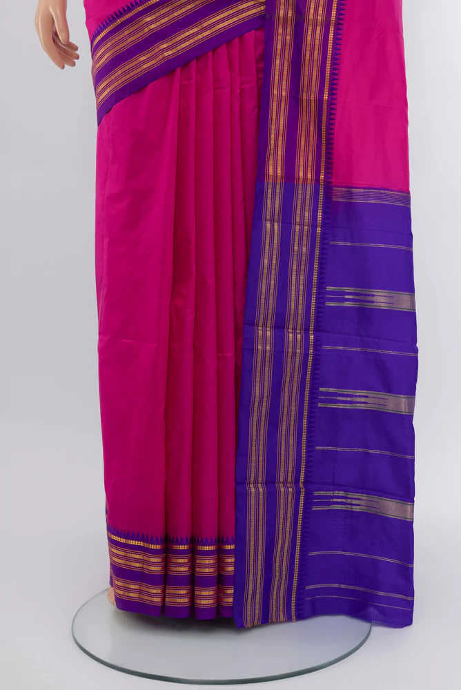 Rani Pink Narayanpet Silk Saree - Image 3