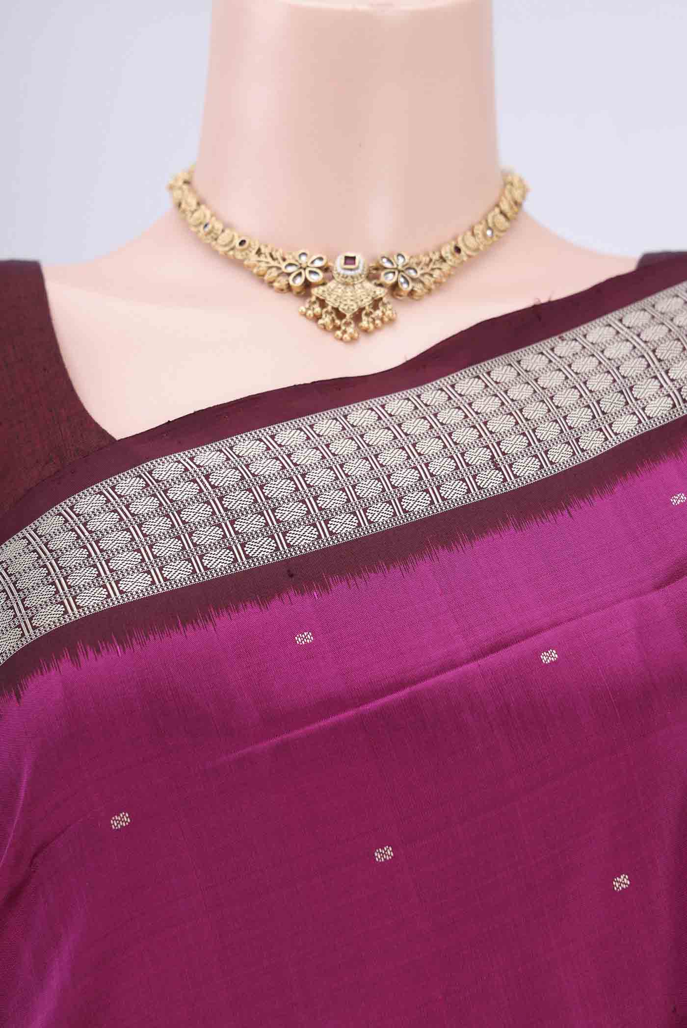 Magenta Orissa Silk Saree - Image 2