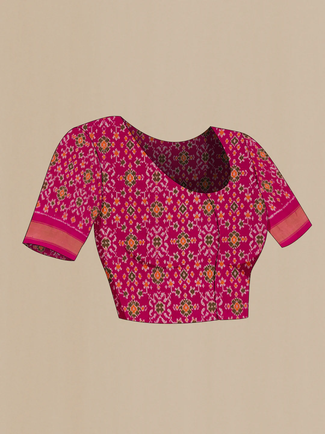 Magenta Pochampally Silk Saree - Image 2