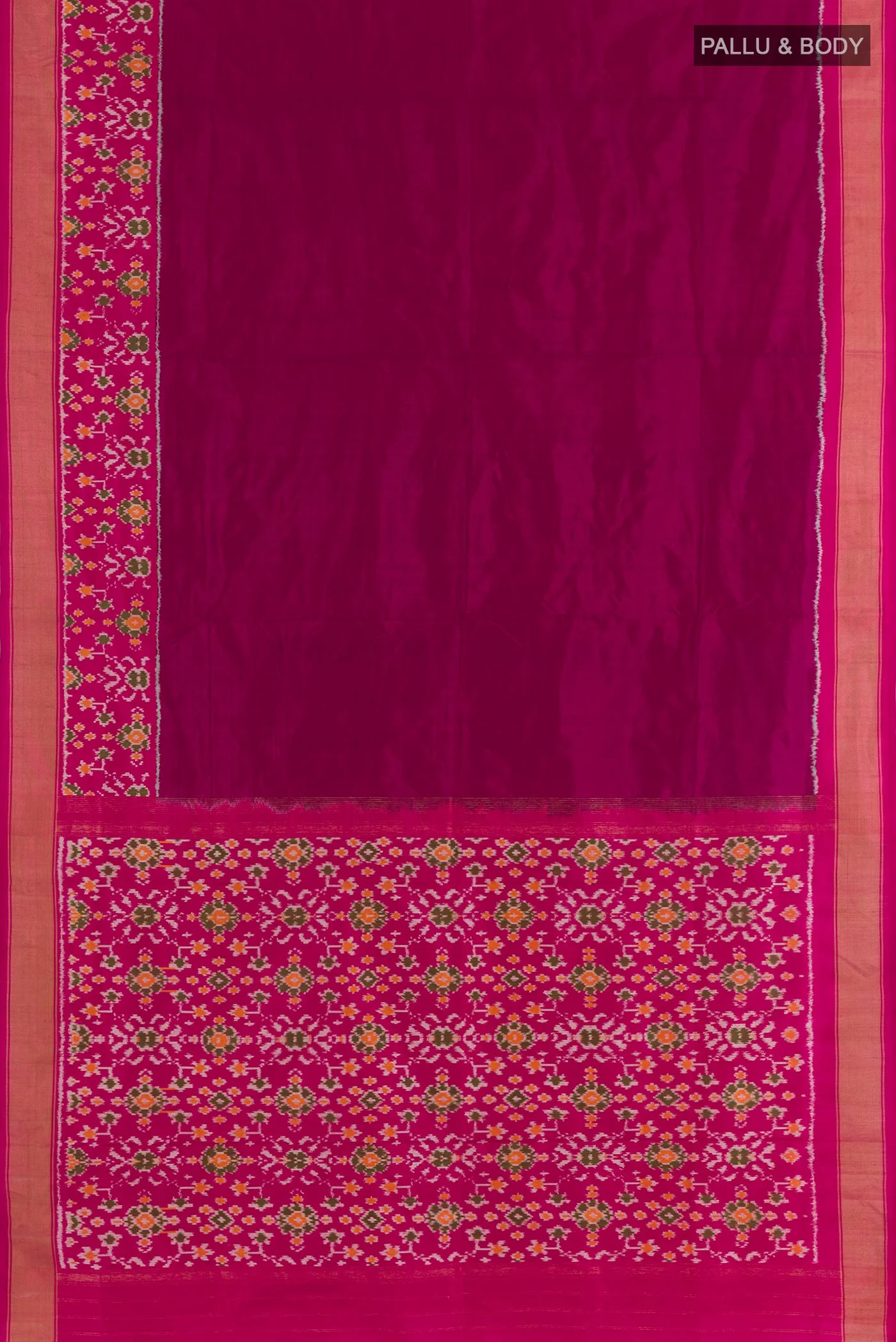 Magenta Pochampally Silk Saree - Image 3