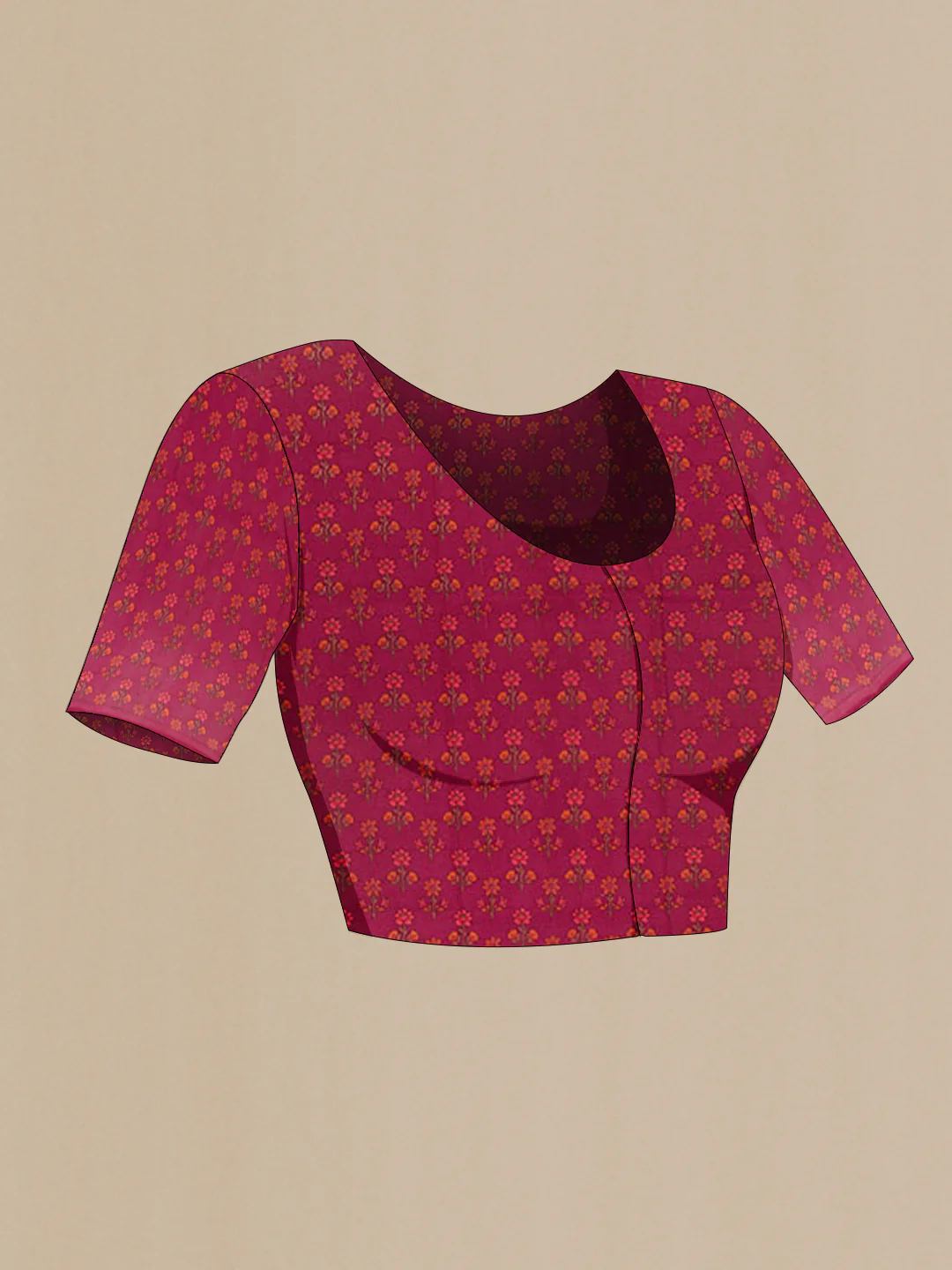 Magenta Printed Silk Saree - Image 2