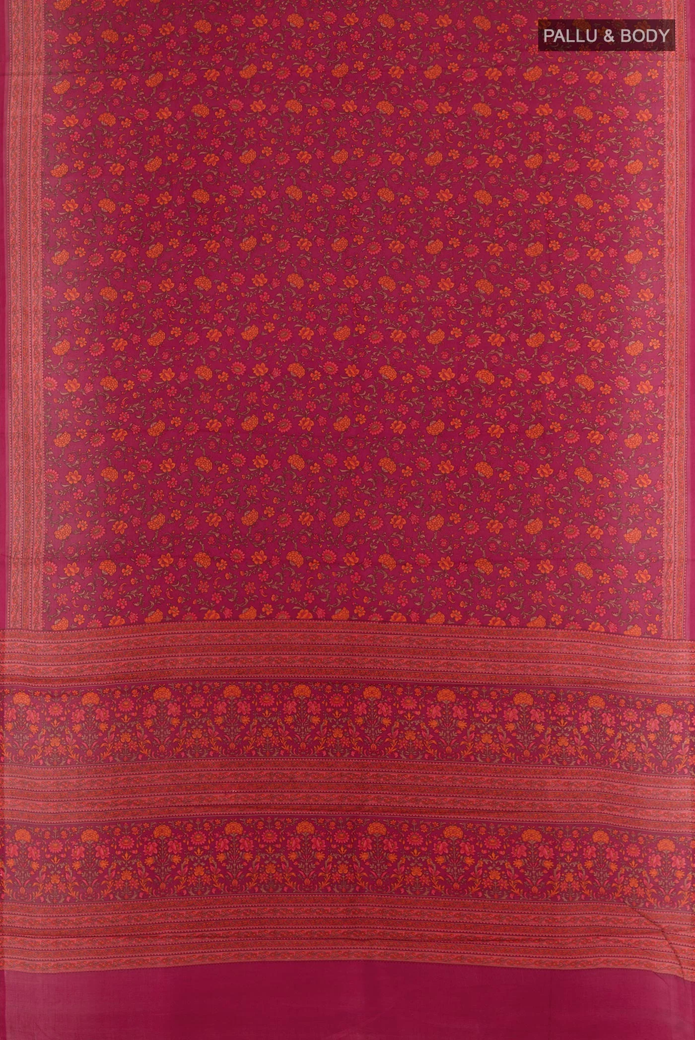 Magenta Printed Silk Saree - Image 3